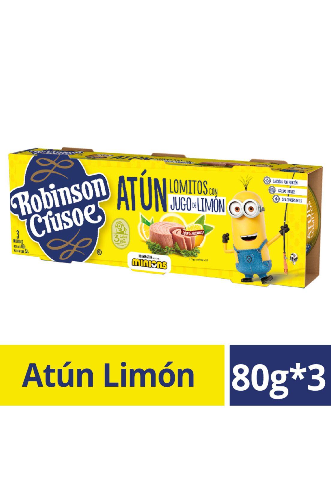 Atún Lomitos Limon Tripack Robinson Crusoe 3 x 80 gr-0