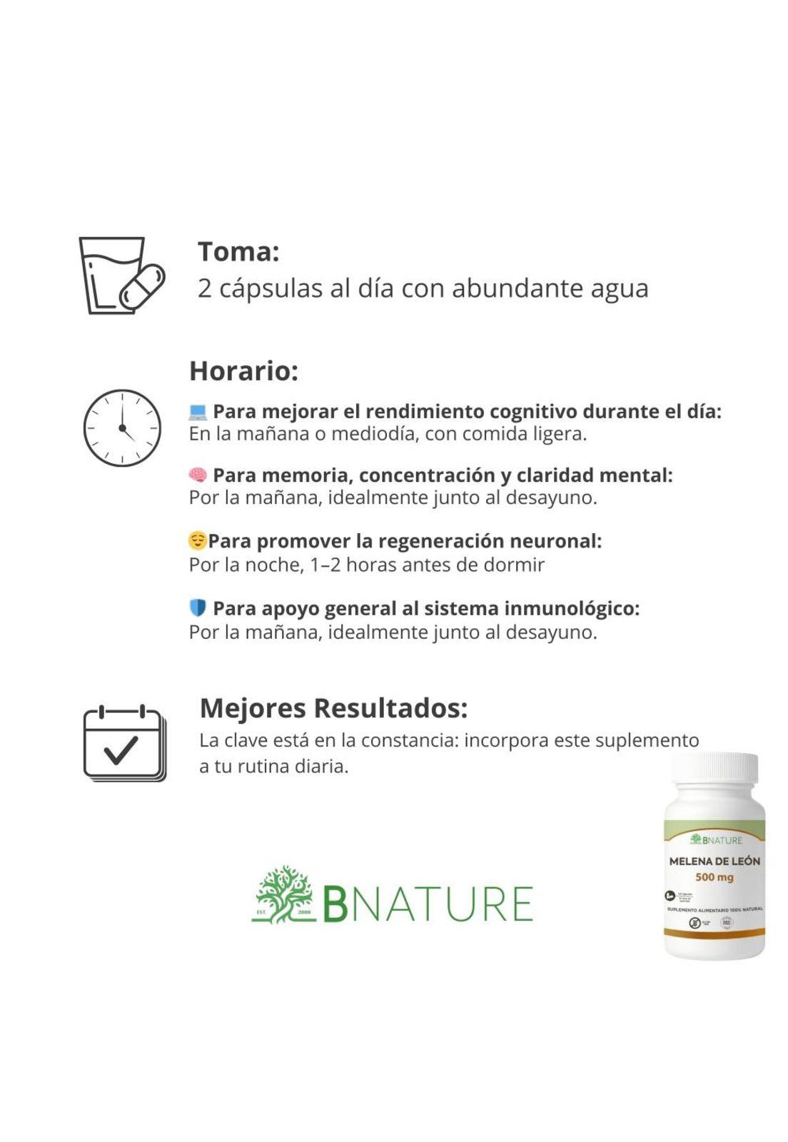 Melena de Leon 500mg | Suplemento Fungi 90 caps B NATURE-3