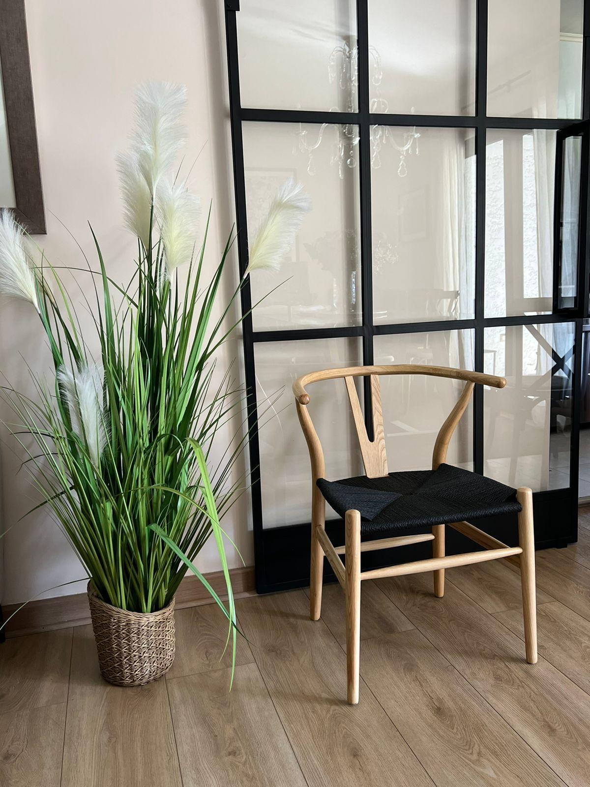Sitial Wishbone Natural asiento Negro -4