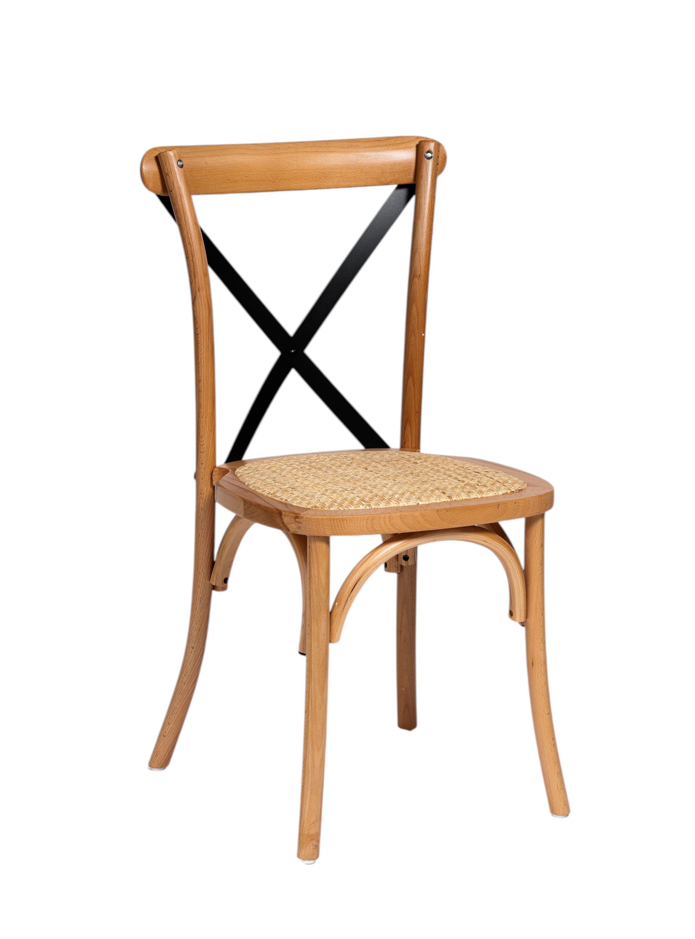 Silla Crossback Tostada Cruceta Metálica -0