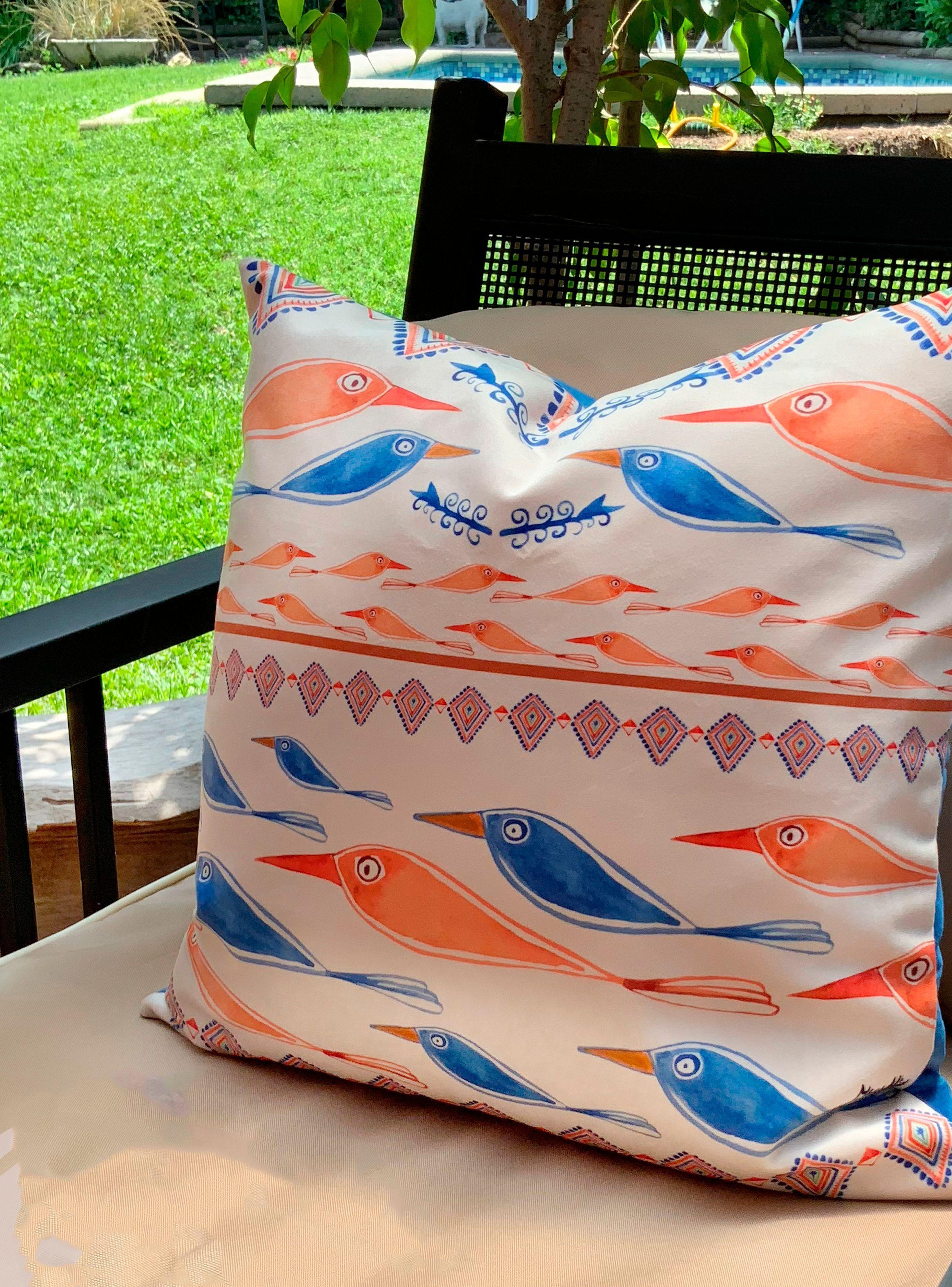 Funda Cojín Pájaros Med Felpa-2