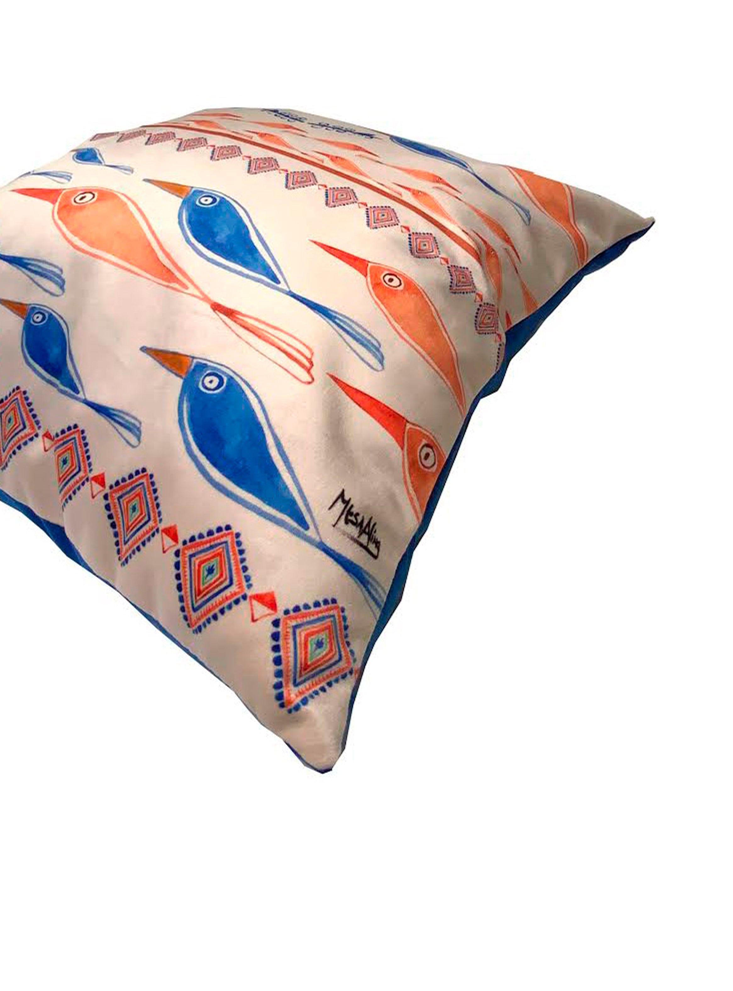 Funda Cojín Pájaros Med Felpa-1