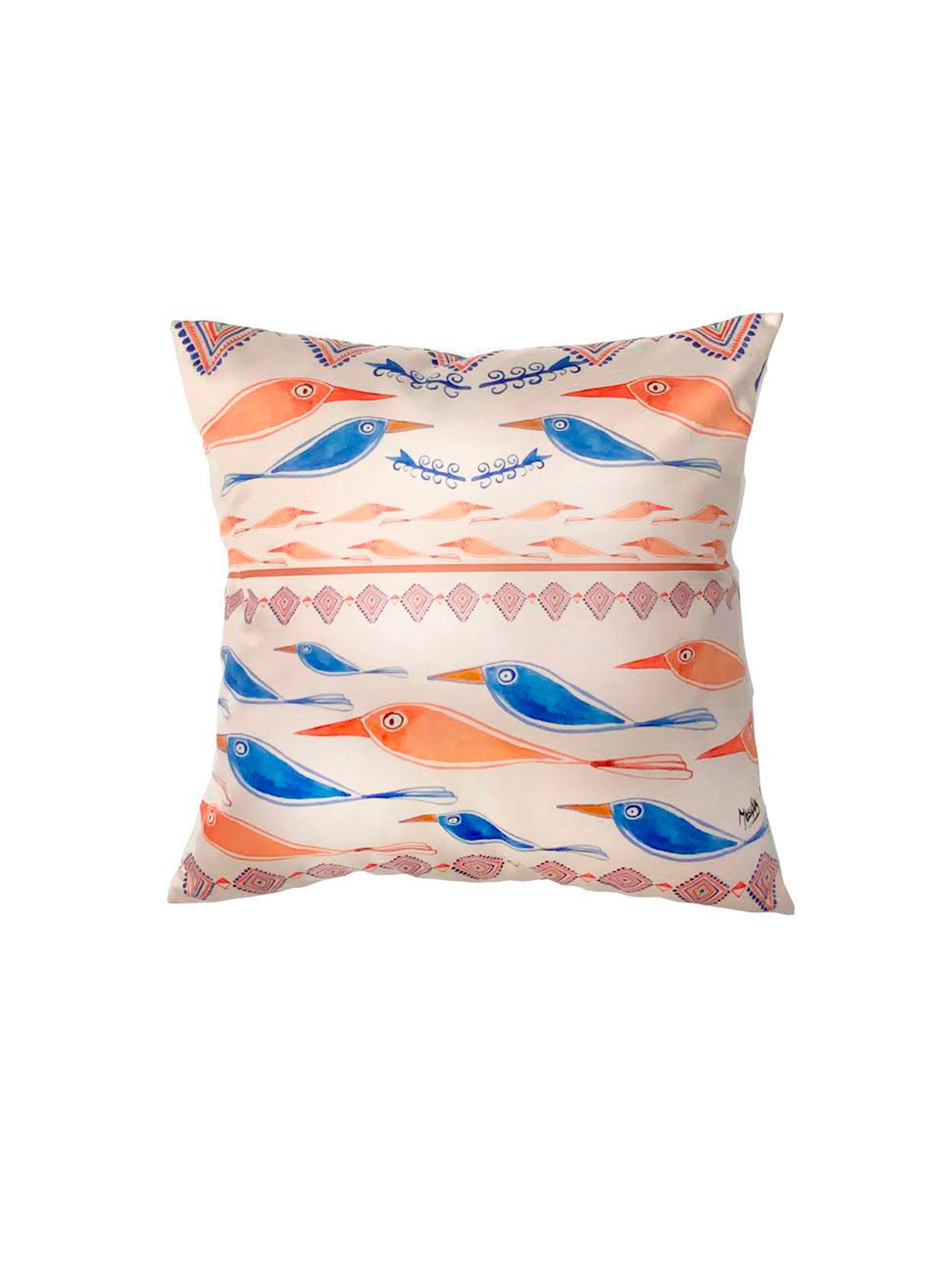 Funda Cojín Pájaros Med Felpa-0