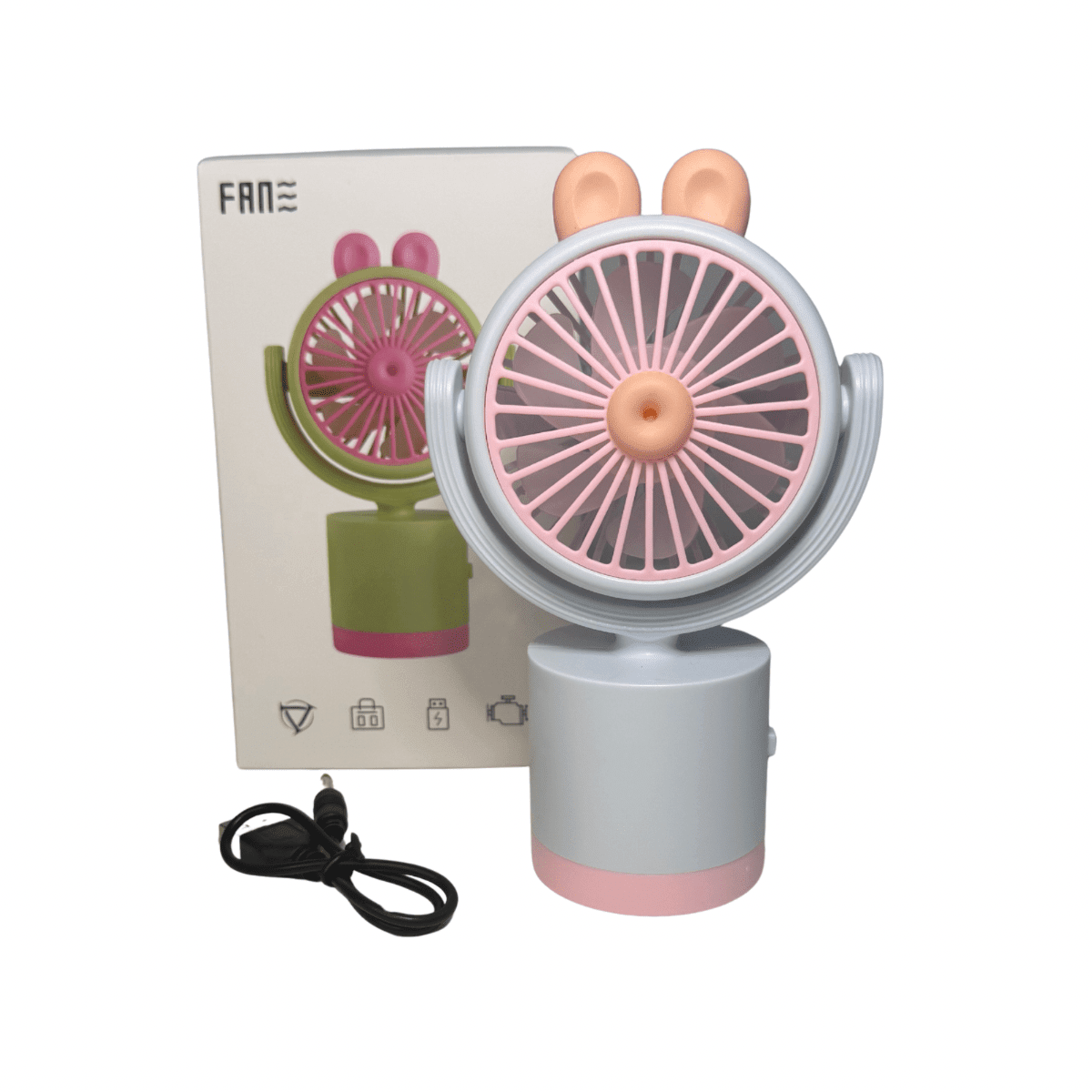 Ventilador Portátil Mini con Orejitas Recargable USB Silencioso-4