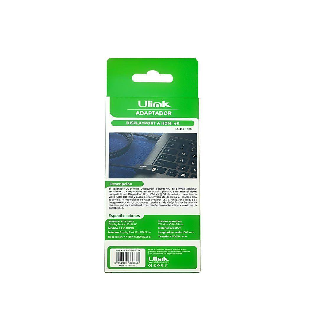 Cable DisplayPort a HDMI Ulink UL-DPHD18 4K de 1,8 m-3
