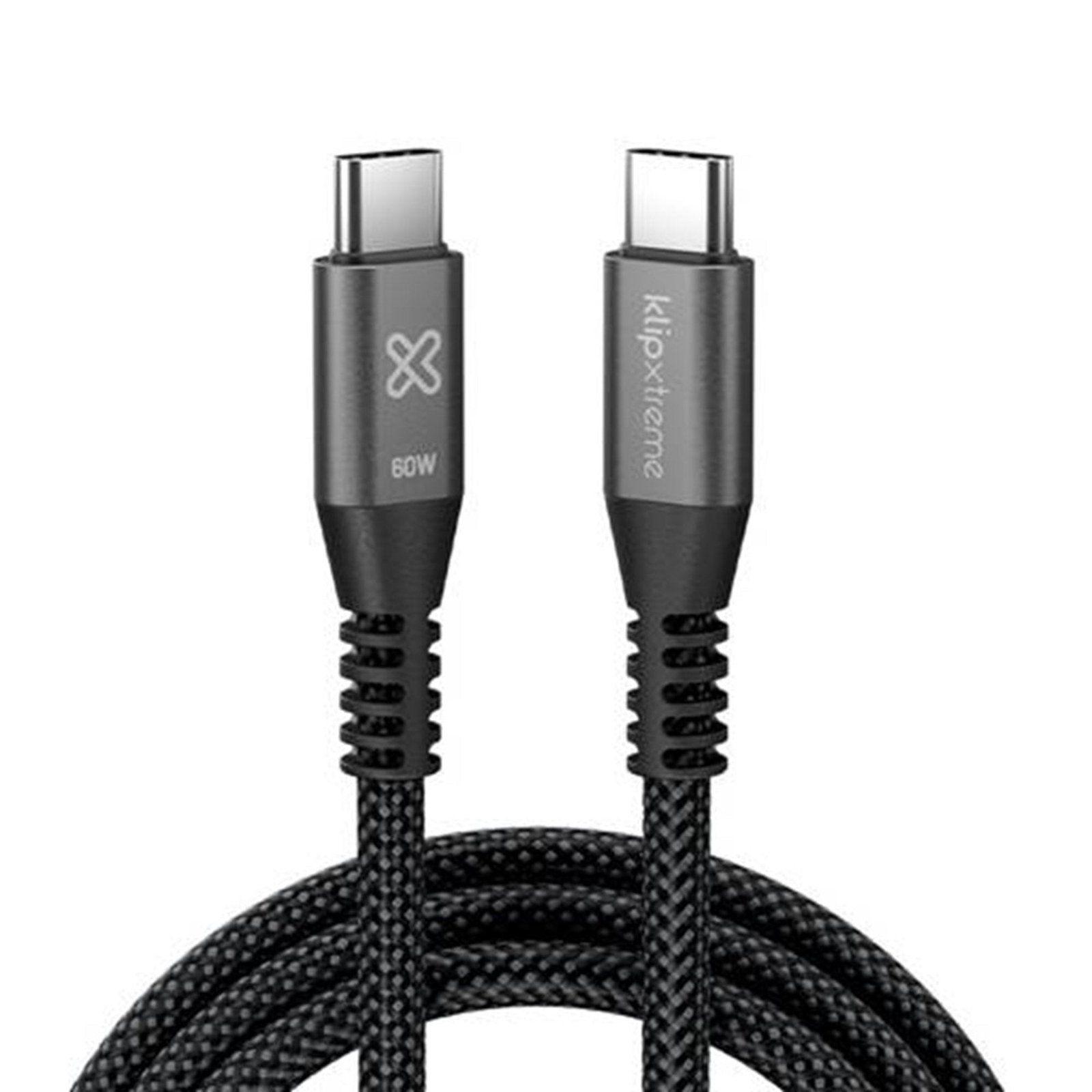Cable USB-C a USB-C Klip Xtreme KAC-250 de 3 m con carga de 60W-1