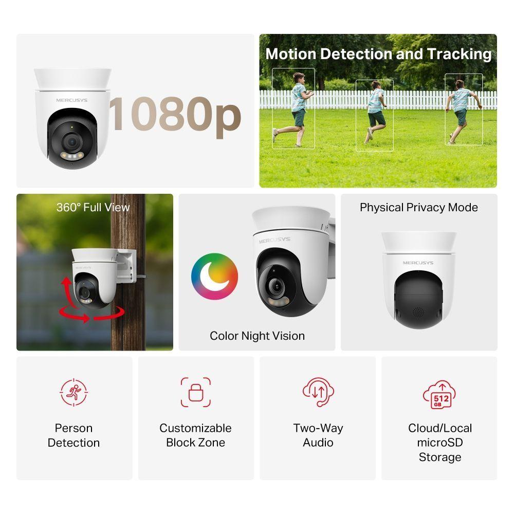 C mara Exterior WiFi Mercusys MC500 1080p Motorizada PT-7