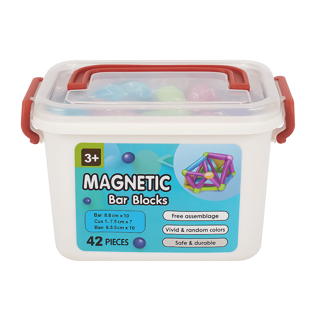 Bloques Magnéticos de Construcción 42 Piezas con Caja con Asa-4