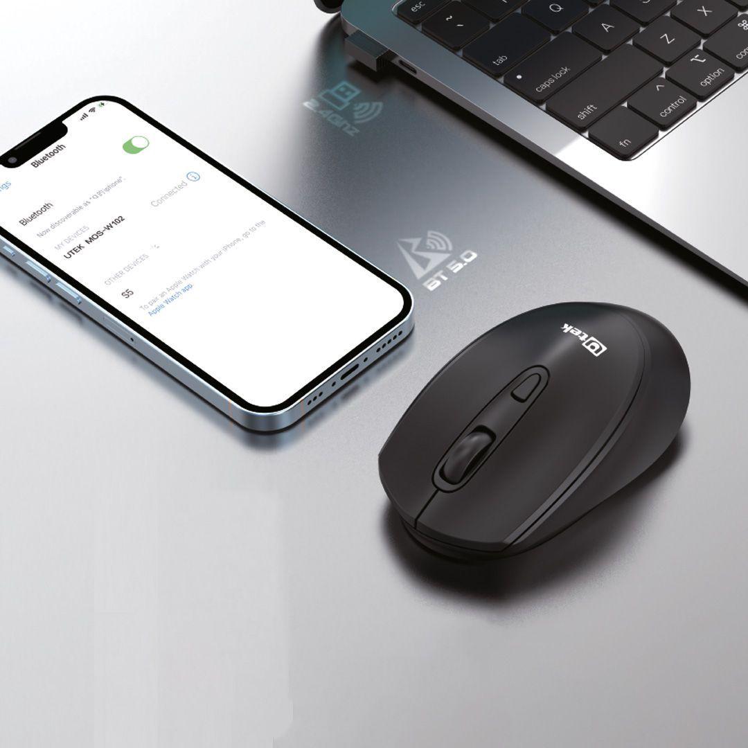 Mouse Inalámbrico Dual Bluetooth y 2,4Ghz Utek UT- MOW100-3