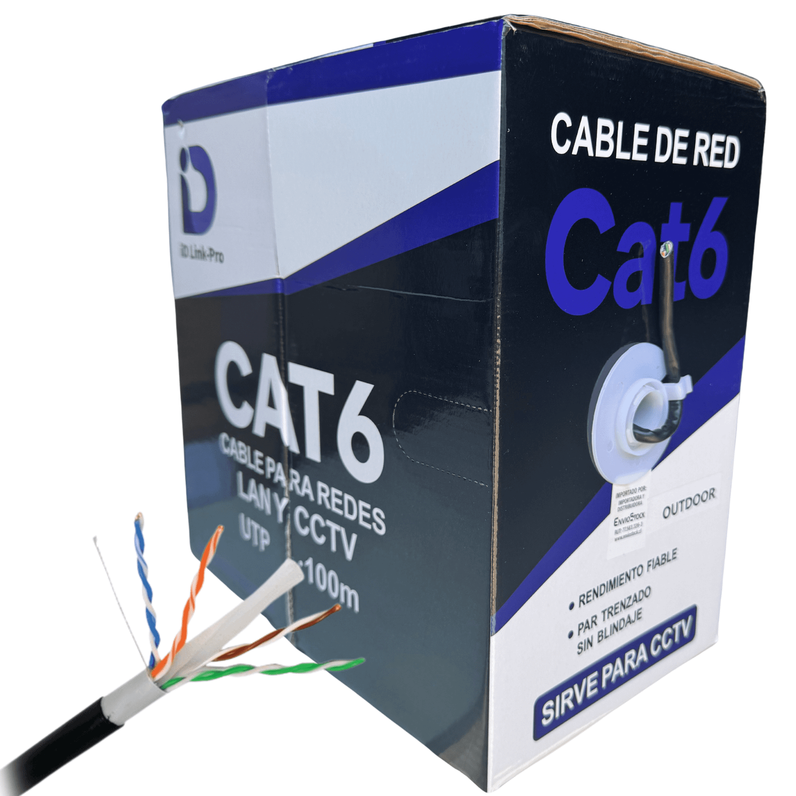 Cable de Red Cat6 Exterior 100 m 23AWG CCA conductor sólido PVC-1