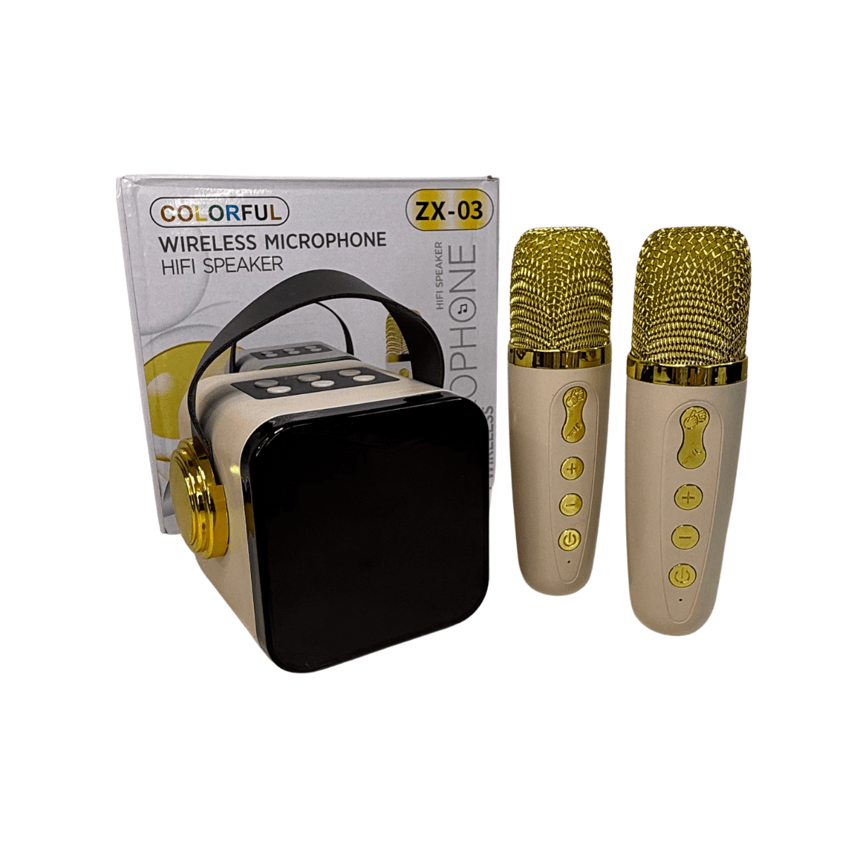 Parlante Karaoke Inalámbrico ZX-03 con 2 Micrófonos y Luces LED RGB-2