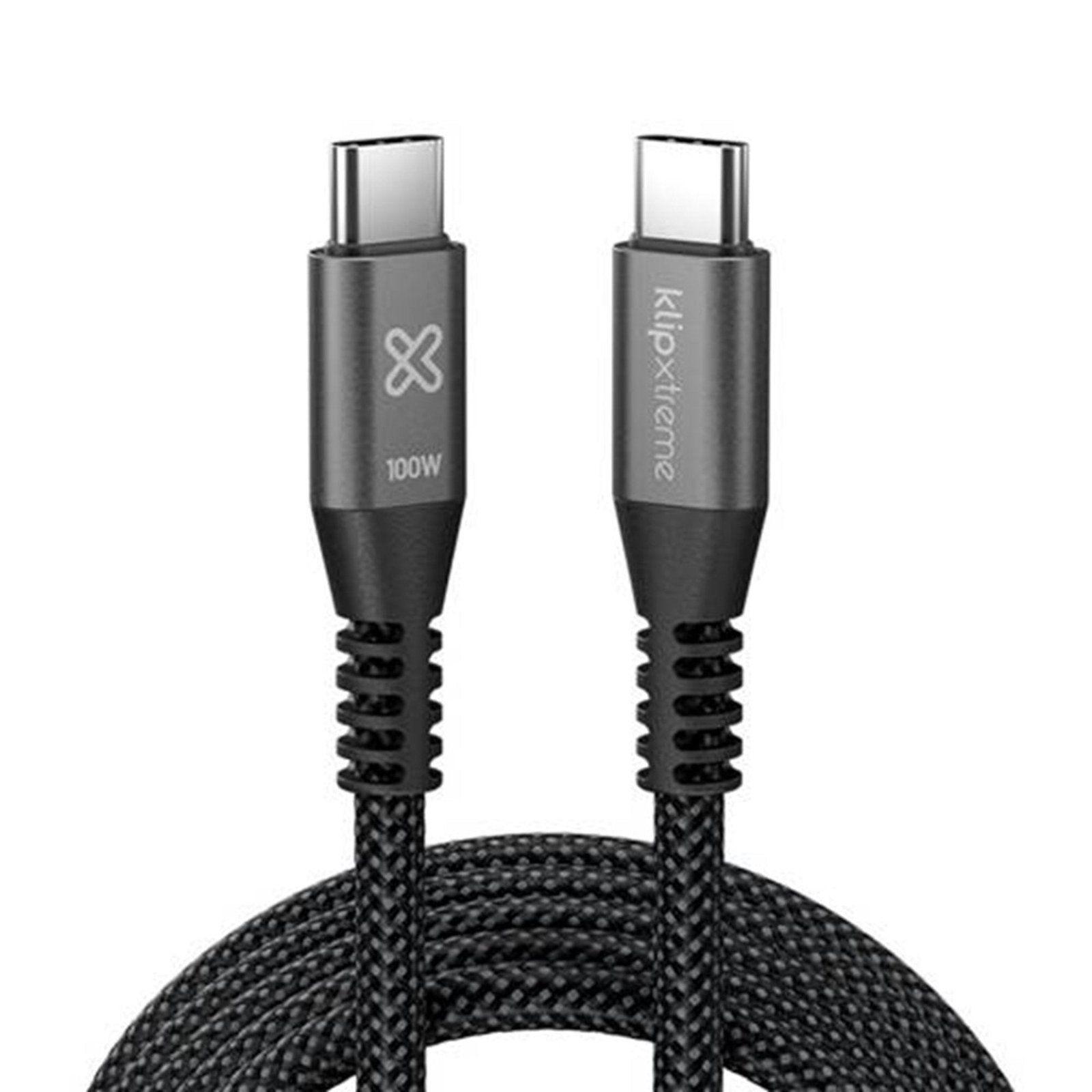 Cable USB-C a USB-C Klip Xtreme PowerGo 550 100W 3 m trenzado de nylon-1