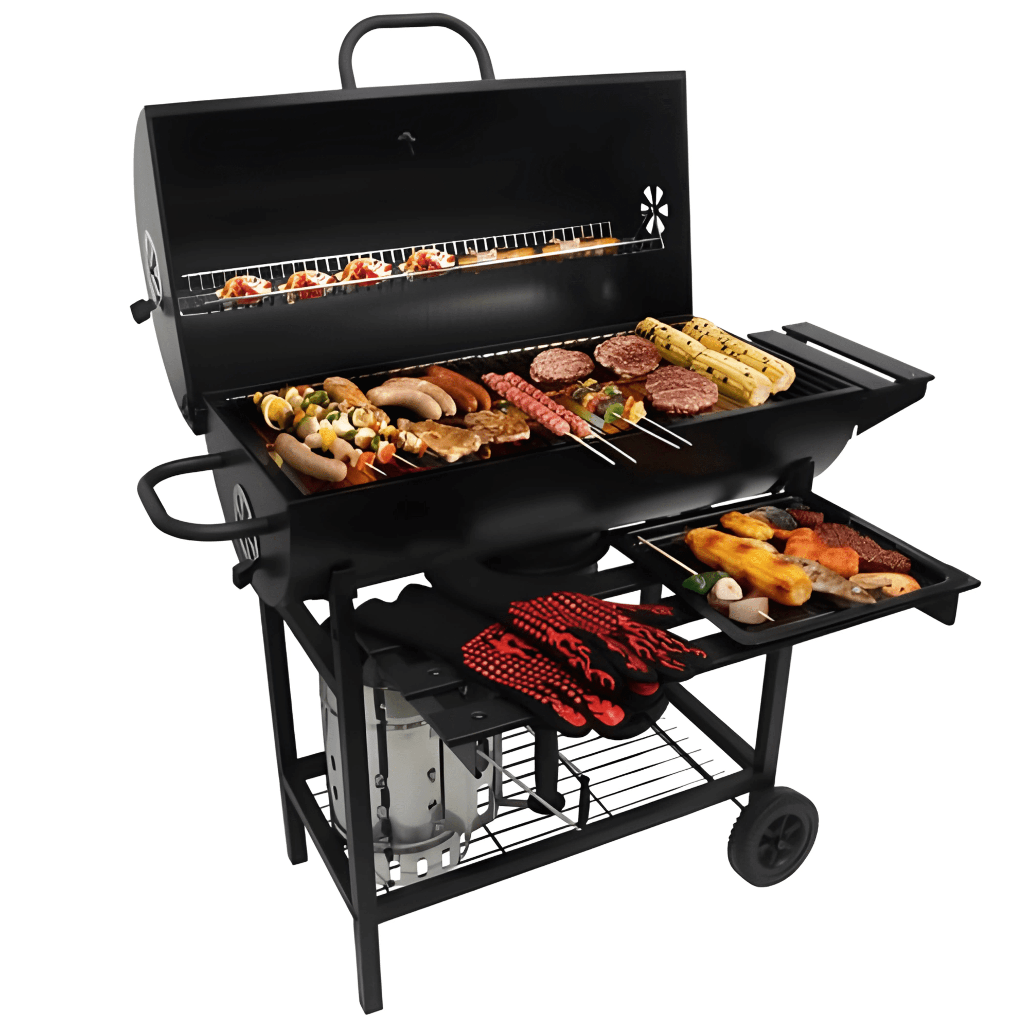 Asador Barril Ahumador a Carb n con Term metro 2 en 1-2