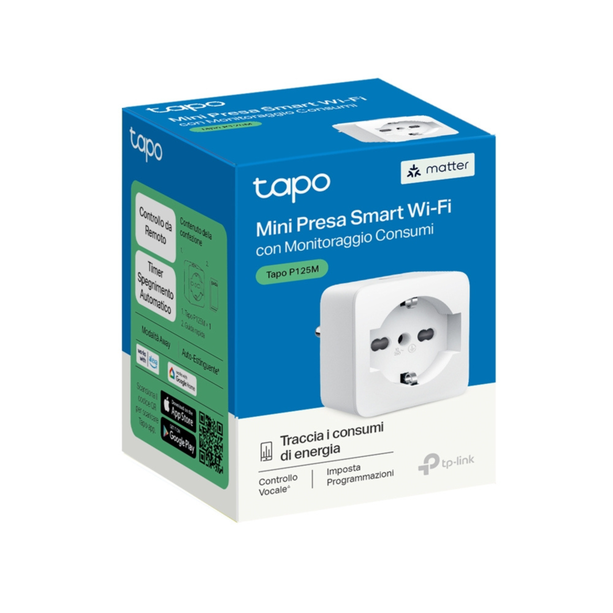 Enchufe Mini Smart WiFi Socket con Monitorización Tapo P125M-2
