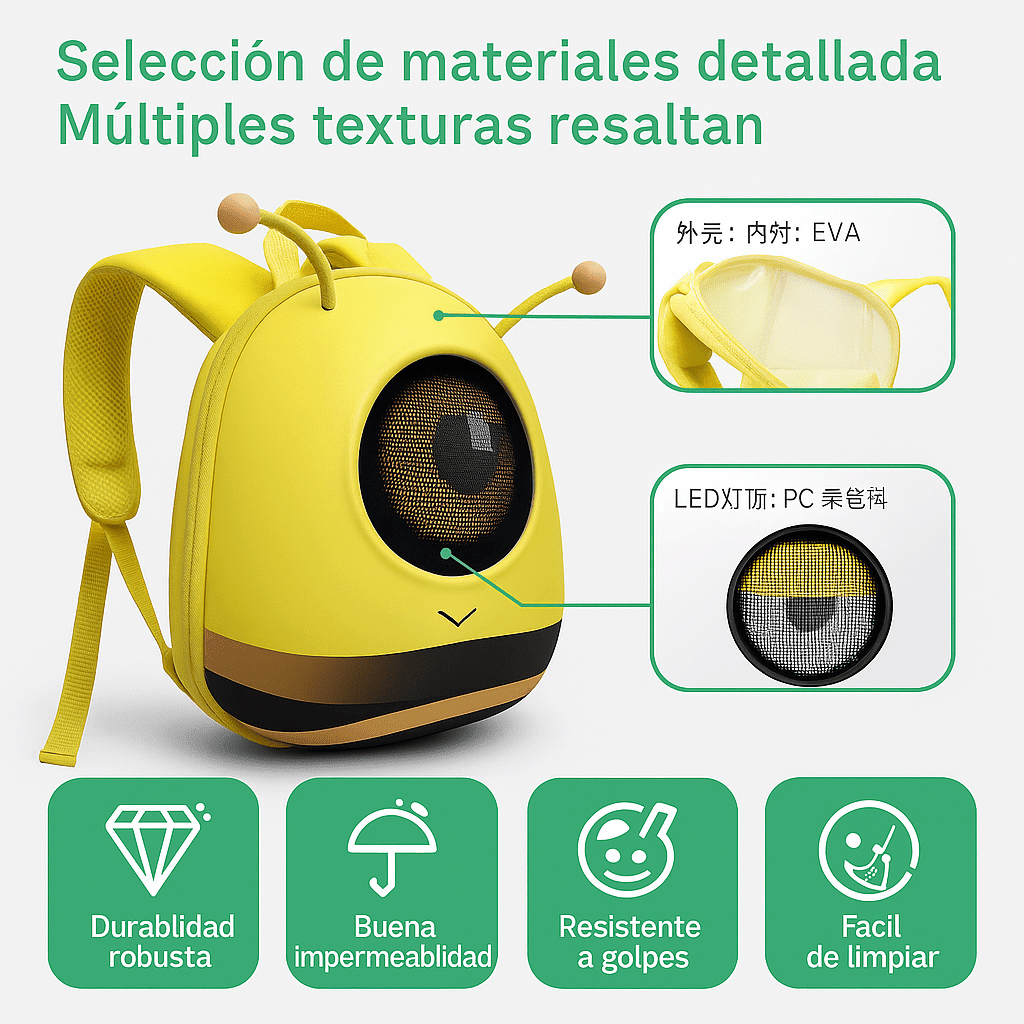 Mochila Infantil LED Abeja con Pantalla Interactiva de 8 Pulgadas en EVA-3