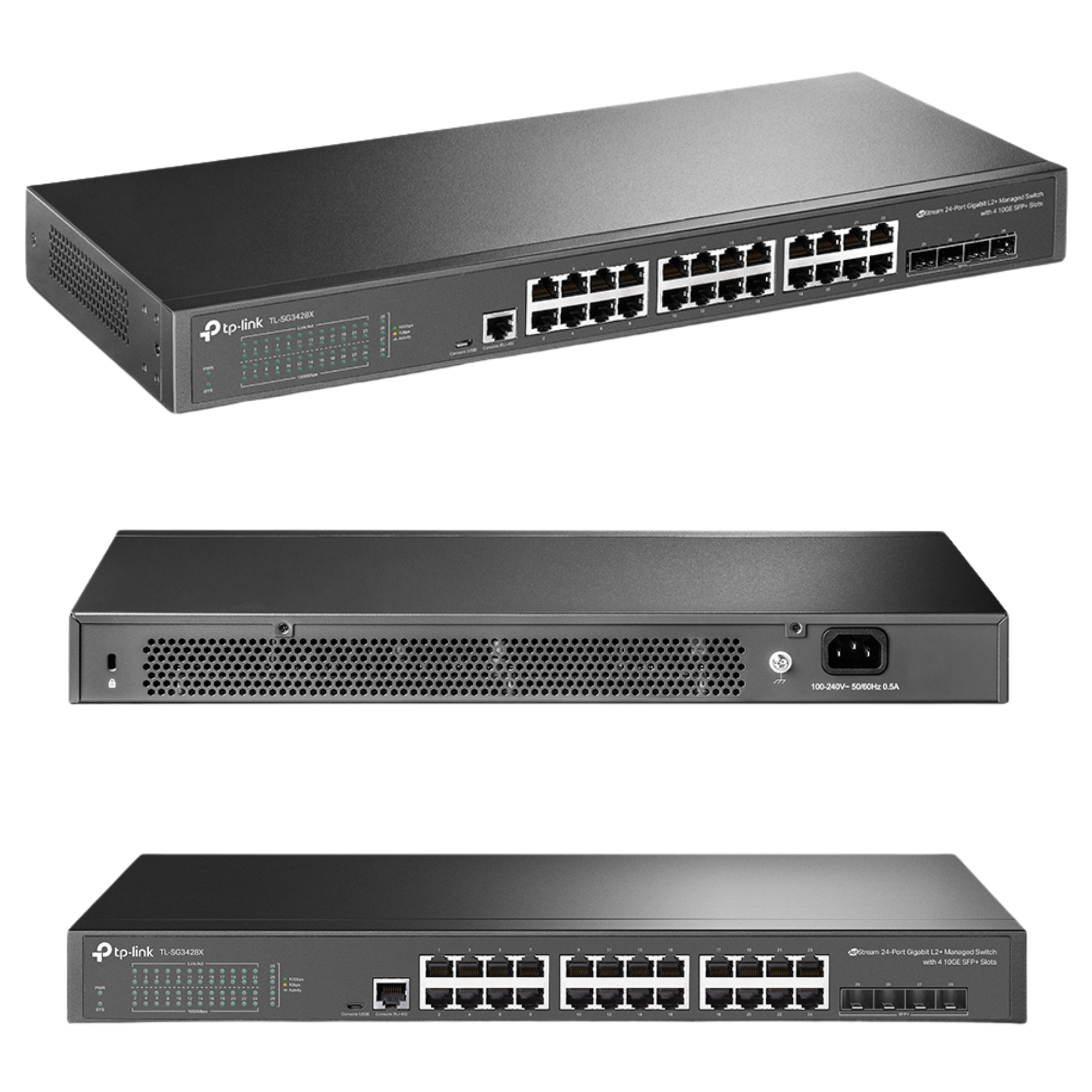 Switch Gestionable 24 Puertos Gigabit L2+ 4 SFP+ de 10GE TL-SG3428X-5