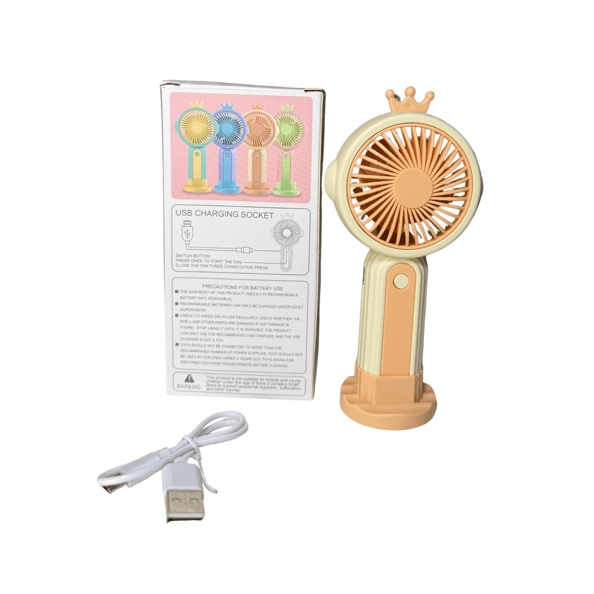 Mini Ventilador Portátil Recargable NO.8819 con Diseño de Corona y Doble Uso-2