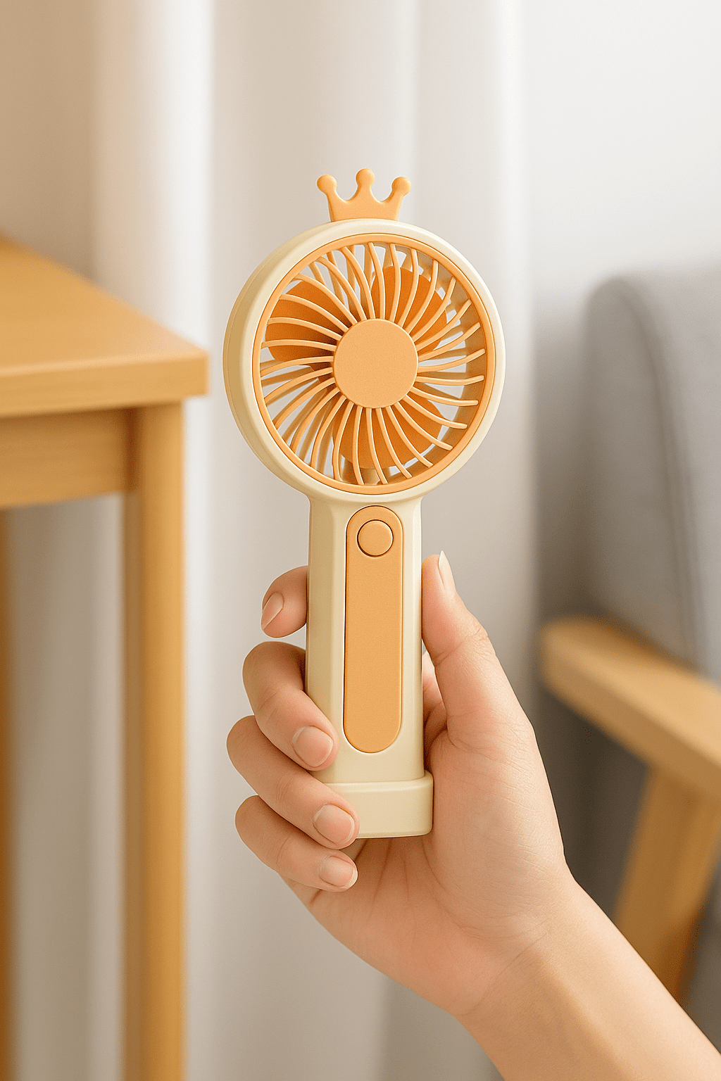 Mini Ventilador Portátil Recargable NO.8819 con Diseño de Corona y Doble Uso-5