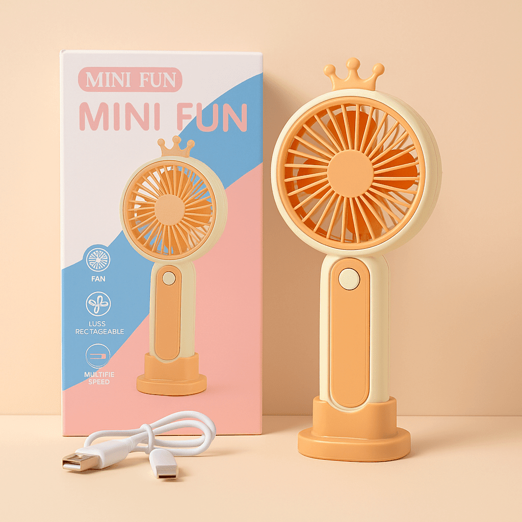 Mini Ventilador Portátil Recargable NO.8819 con Diseño de Corona y Doble Uso-6