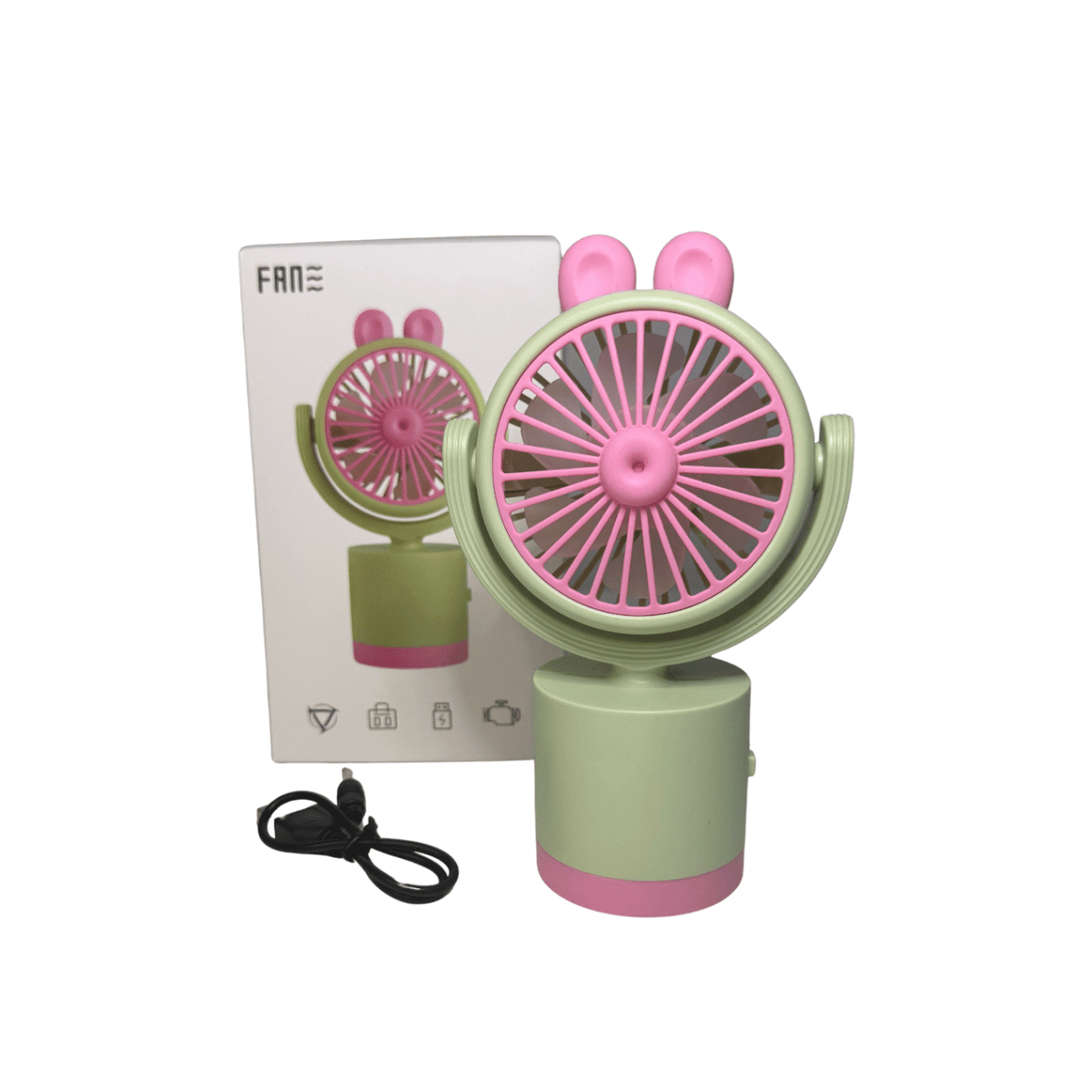 Mini Ventilador Portátil USB con Orejitas Recargable y Silencioso-0
