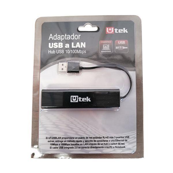 Adaptador USB 2.0 A Rj45 Red Lan Incluye Hub USB 3 Puertos-3