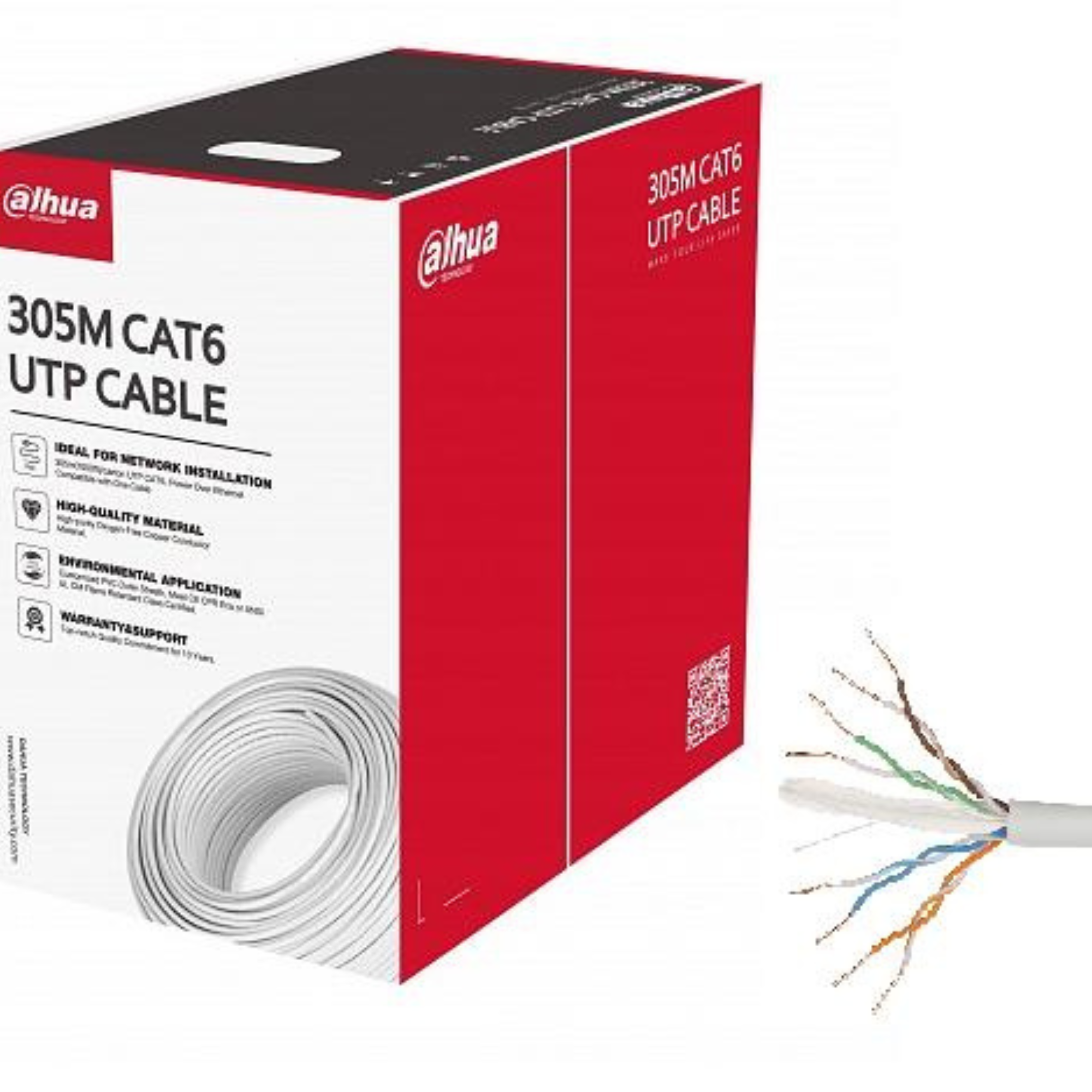 Cable de Red UTP Cat6 100% Cobre 305 Mts Dahua Blanco Unifilar-1