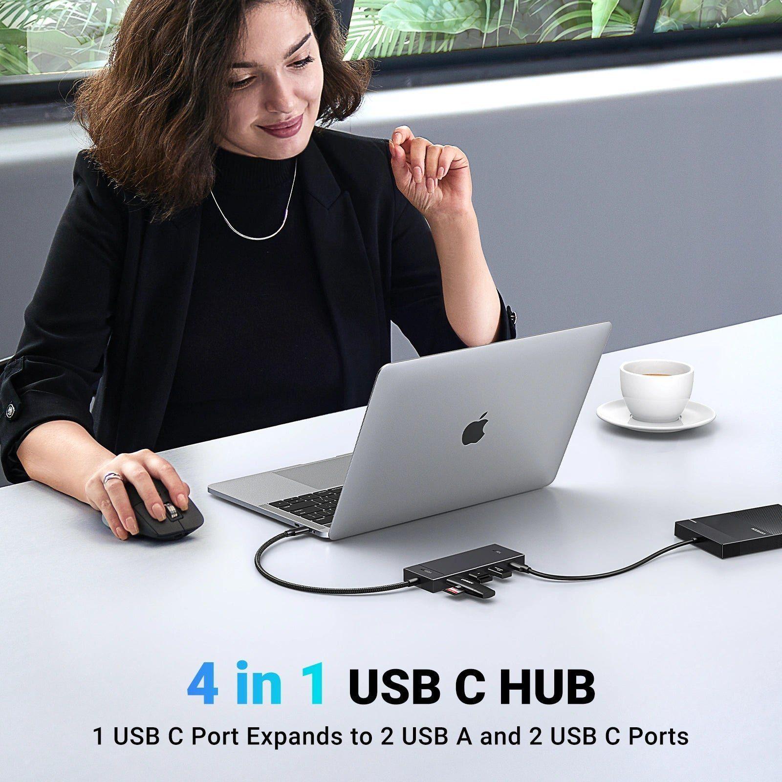 Hub USB-C UGREEN CM806 10 Gbps con 2 puertos USB-C y 2 USB-A-4