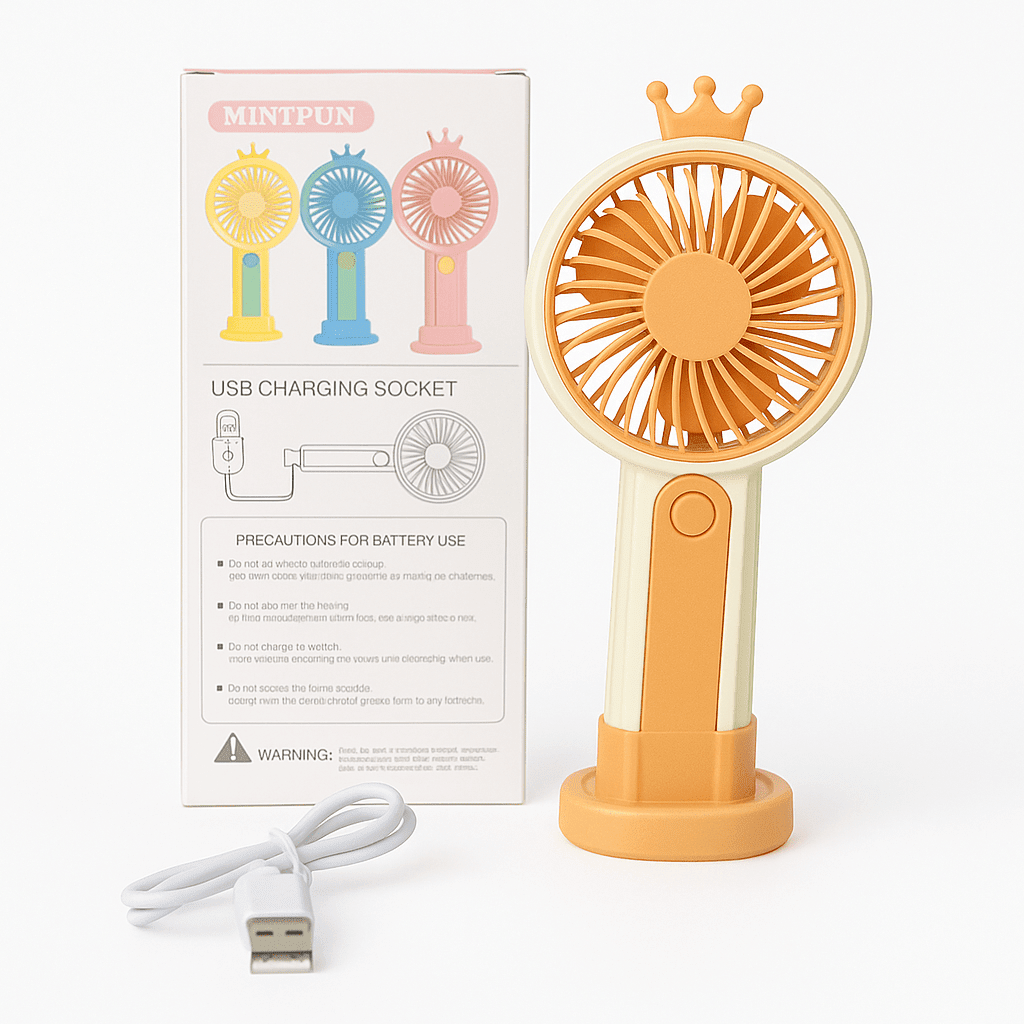 Mini ventilador portátil recargable NO.8819 con diseño de corona-1