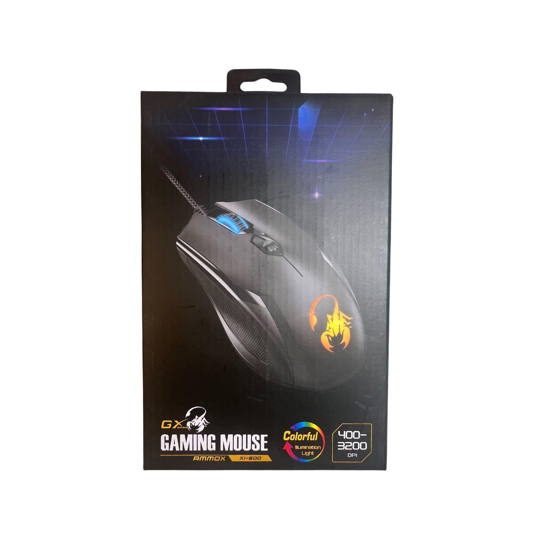 Mouse Gamer RGB Genius Ammox X1-600 7 Colores-4