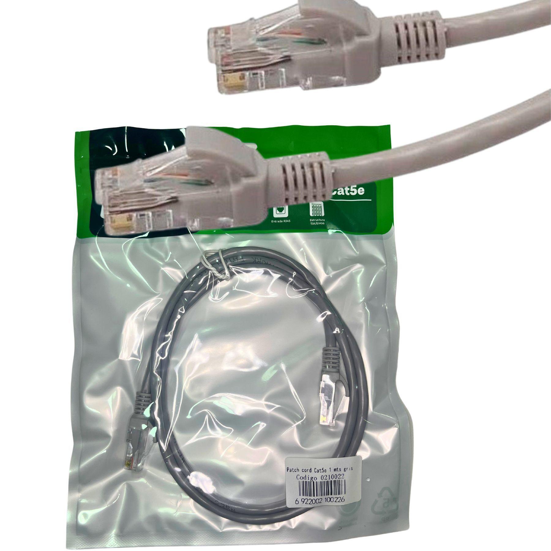 Cable De Red Patch Cord Certificado Cat5e 1 Mts Gris-2