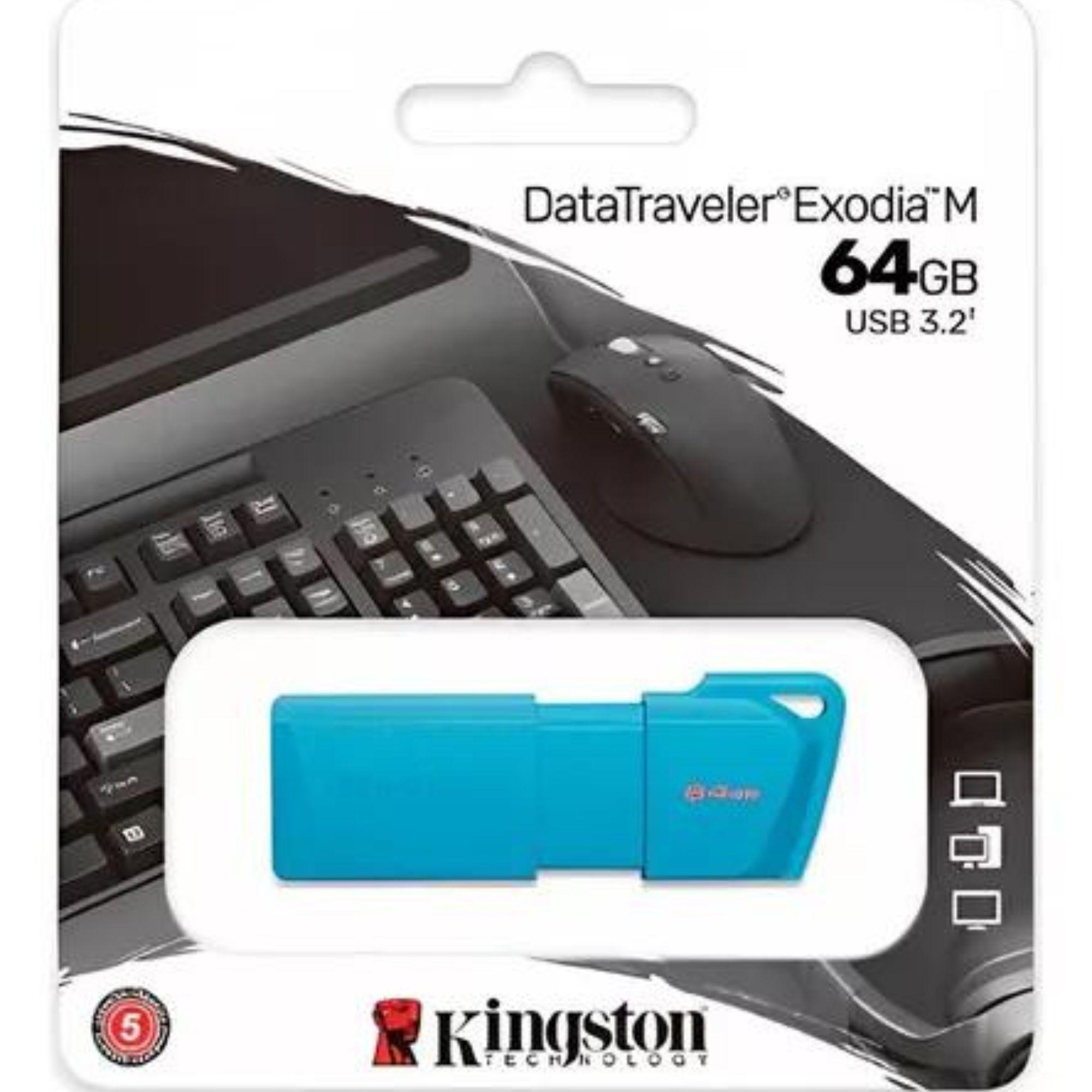 Pendrive 64GB Kingston USB 3.2 DataTraveler ExodiaM Turquesa-1