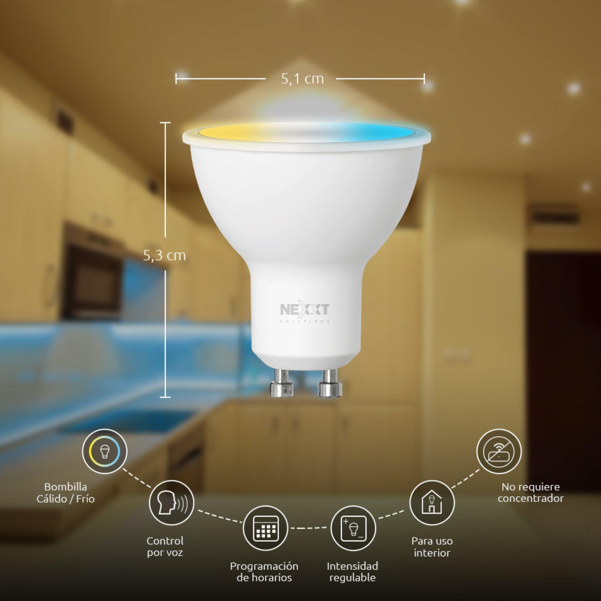 Ampolleta Bombilla Led Inteligente Wifi Nexxt GU10 Frio/Cálido NHB-W320-2