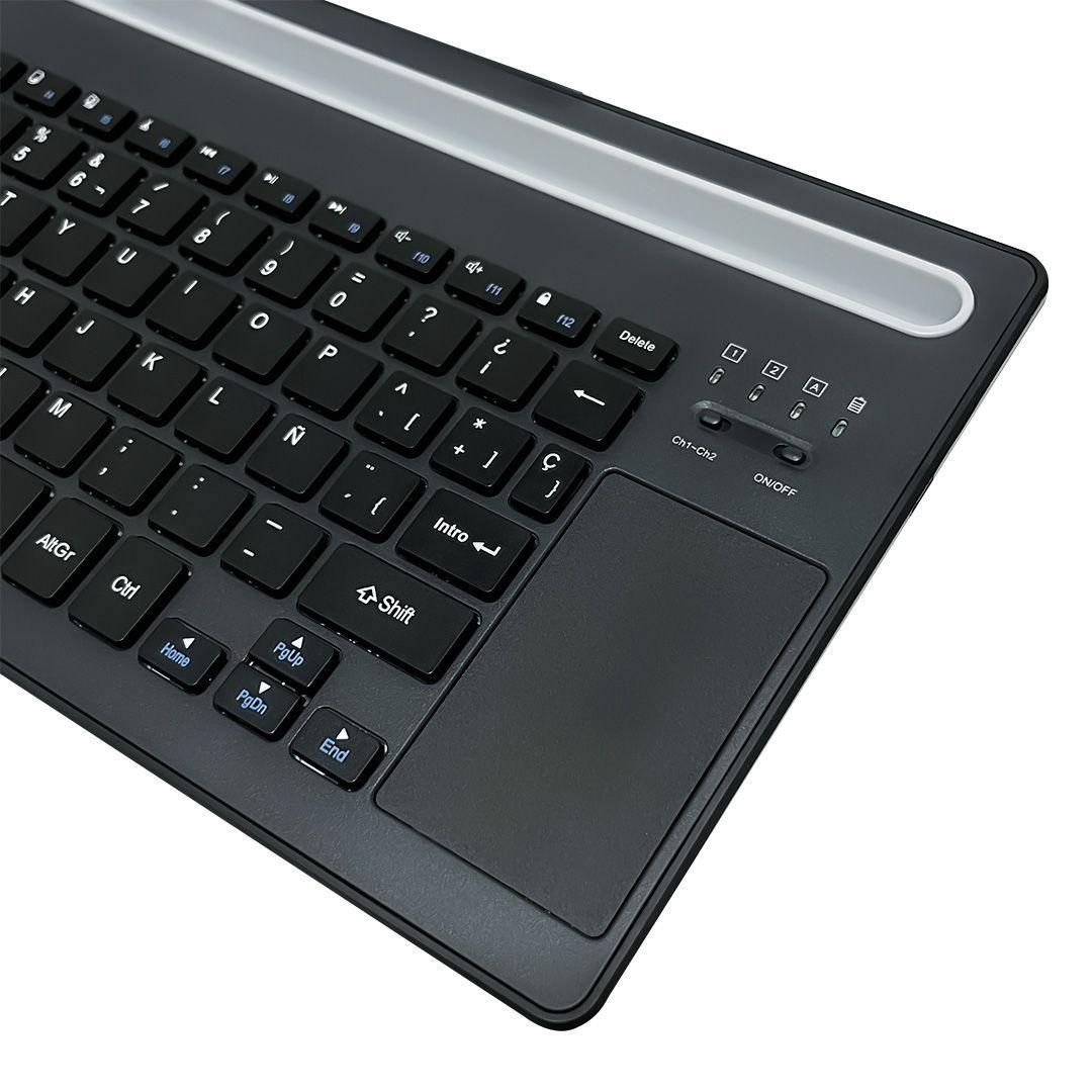 Teclado Inalámbrico con Touchpad Bluetooth 5.0 y 2,4Ghz Recargable-2