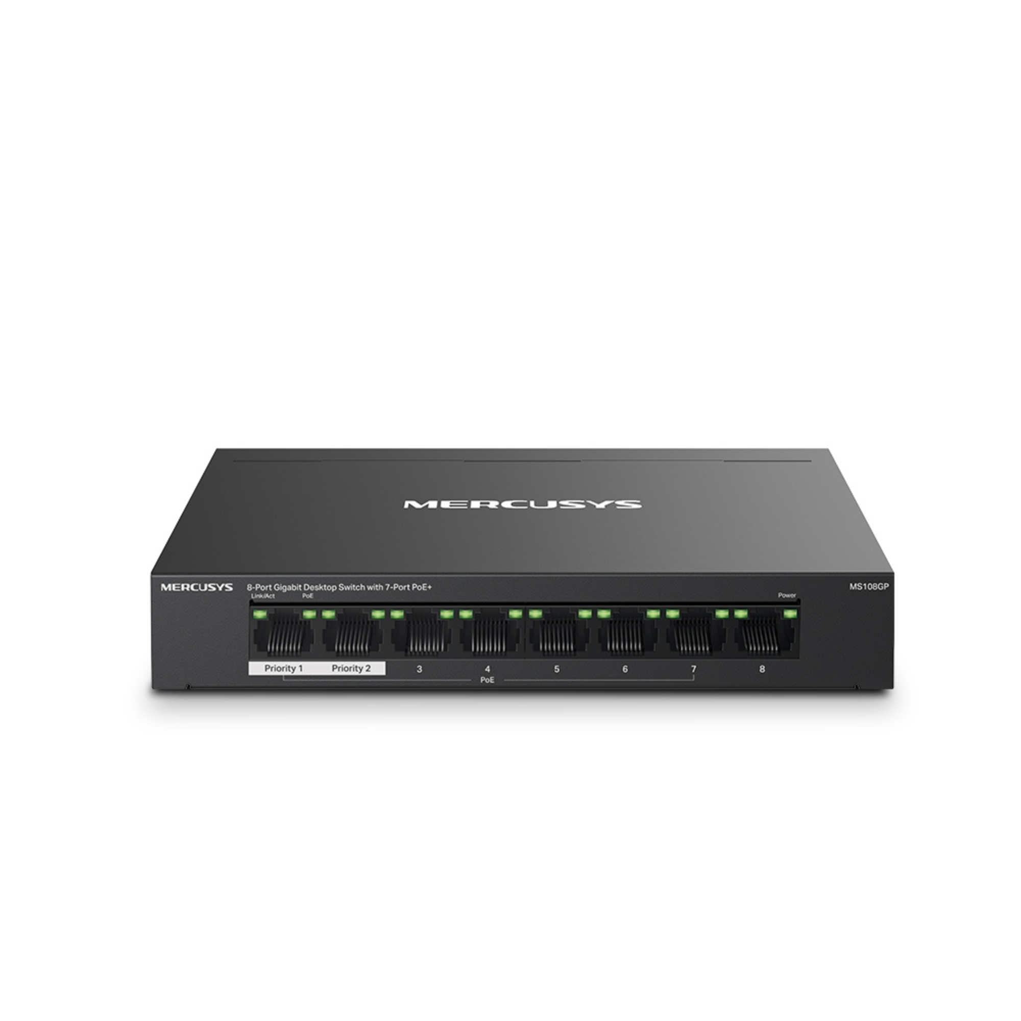 Switch 8 Puertos Gigabit y 7 PoE+ Mercusys MS108GP-0