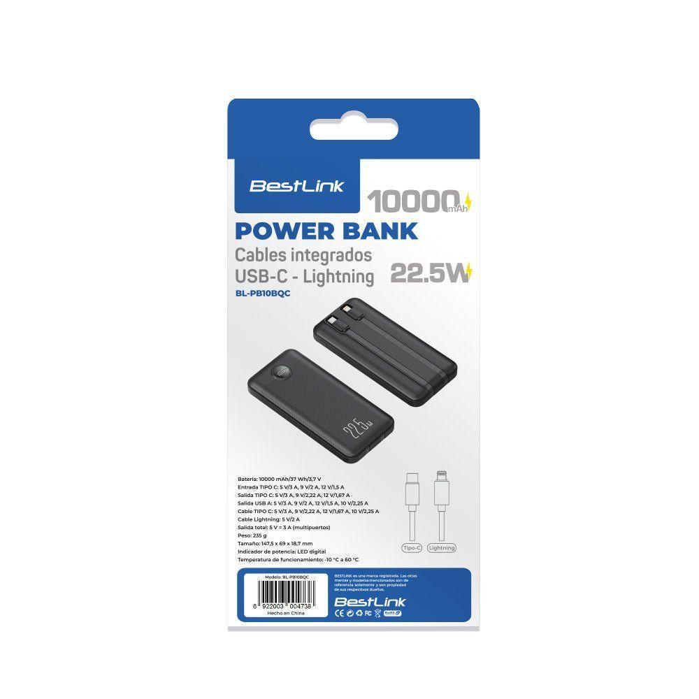 Power Bank BL-PB10BQC 10000 mAh Carga Rápida 22.5W USB-C y USB-A-3