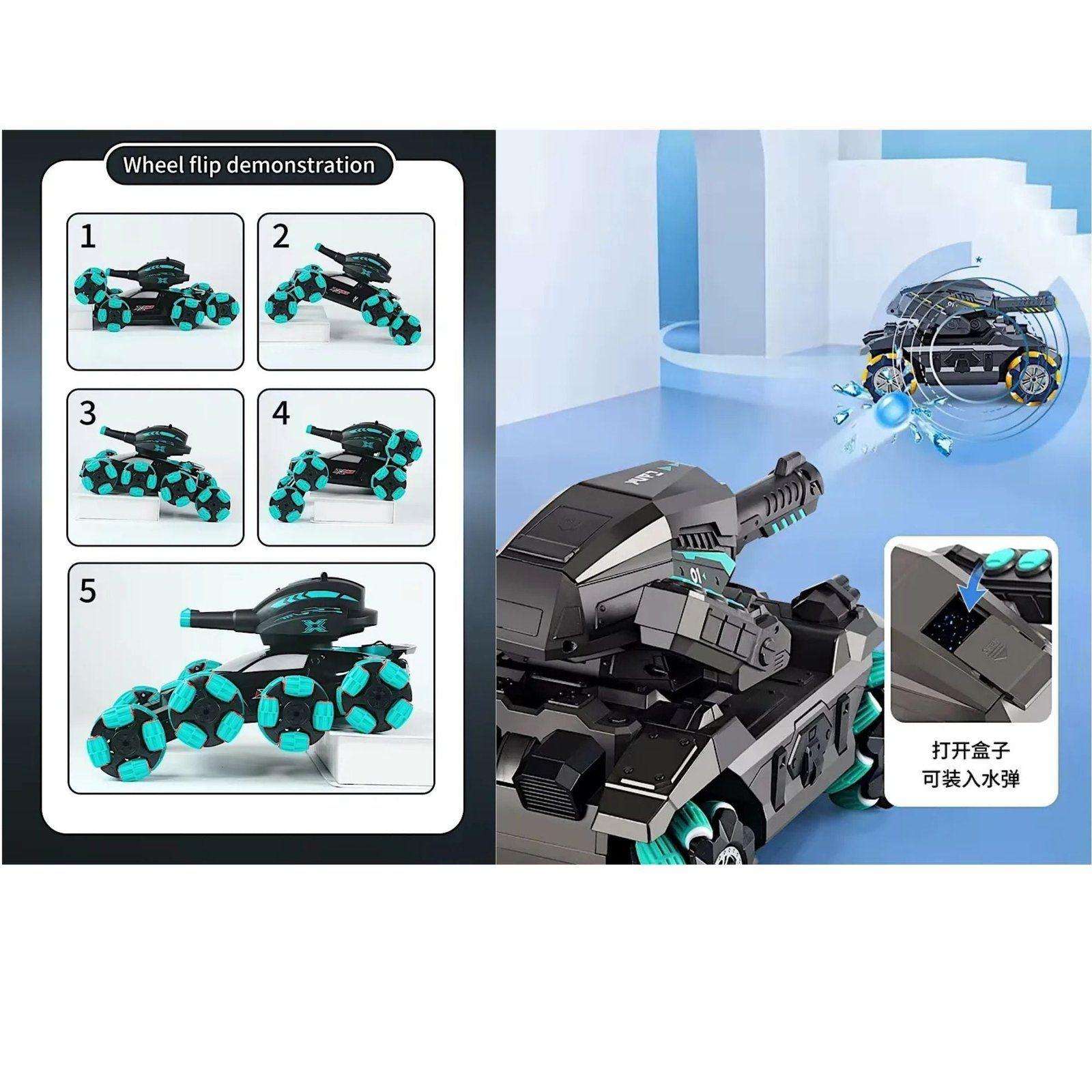 Tanque con Control Remoto 4x4 Lanza Bolitas de Gel con Luz y Sonido-2