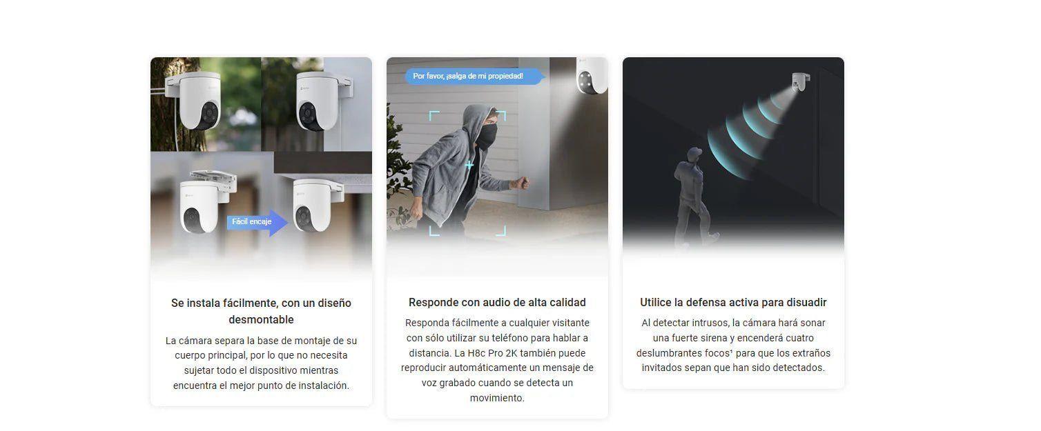 Cámara de seguridad WiFi EZVIZ H8c Pro 2K exterior con sirena y luz-3