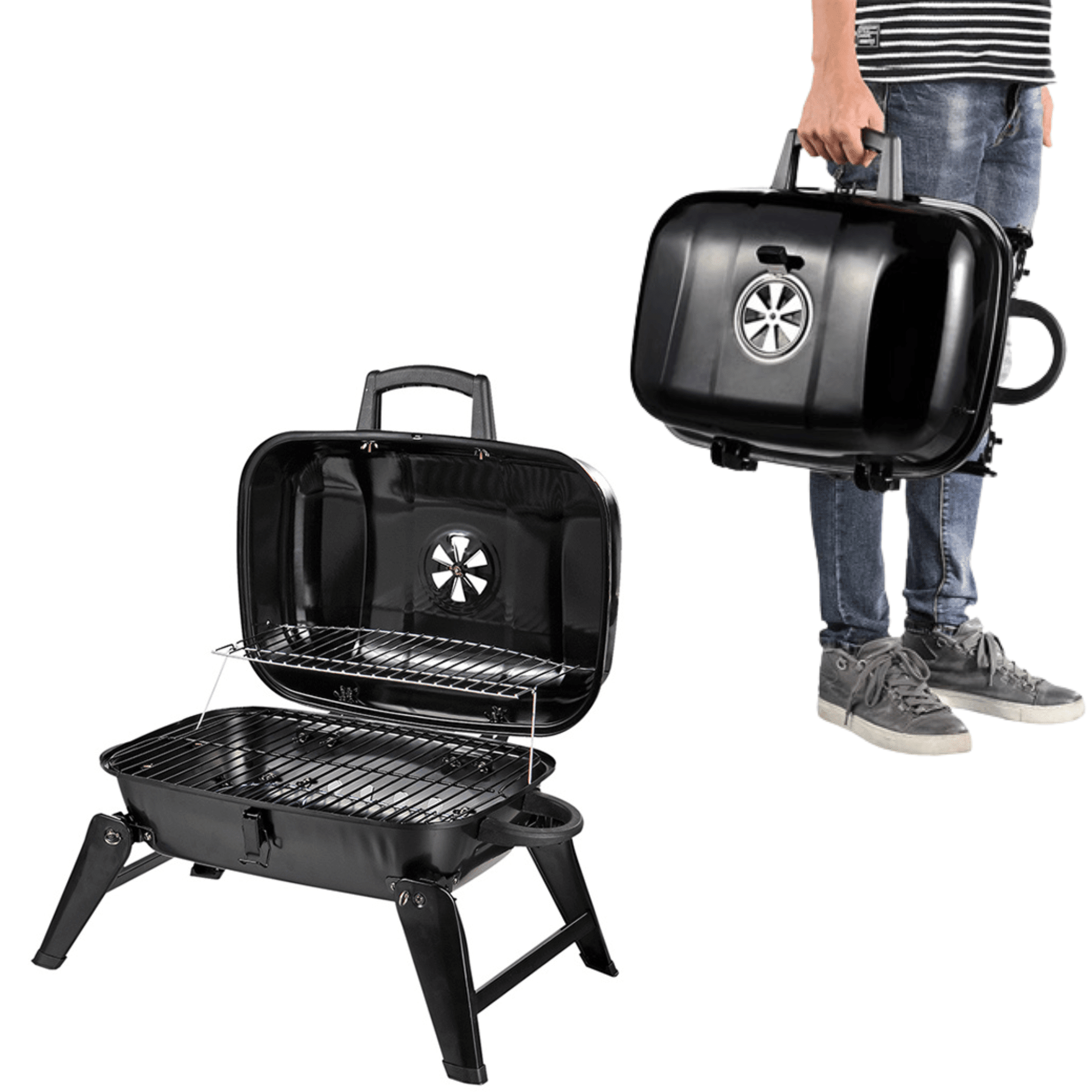 Parrilla Port til Tipo Maleta Grande BBQ Carb n Camping-3