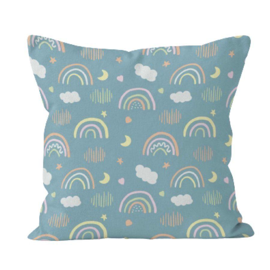 Set 2 Funda Cojin 45x45 Arcoiris Celeste Infantil Lino Poly-0