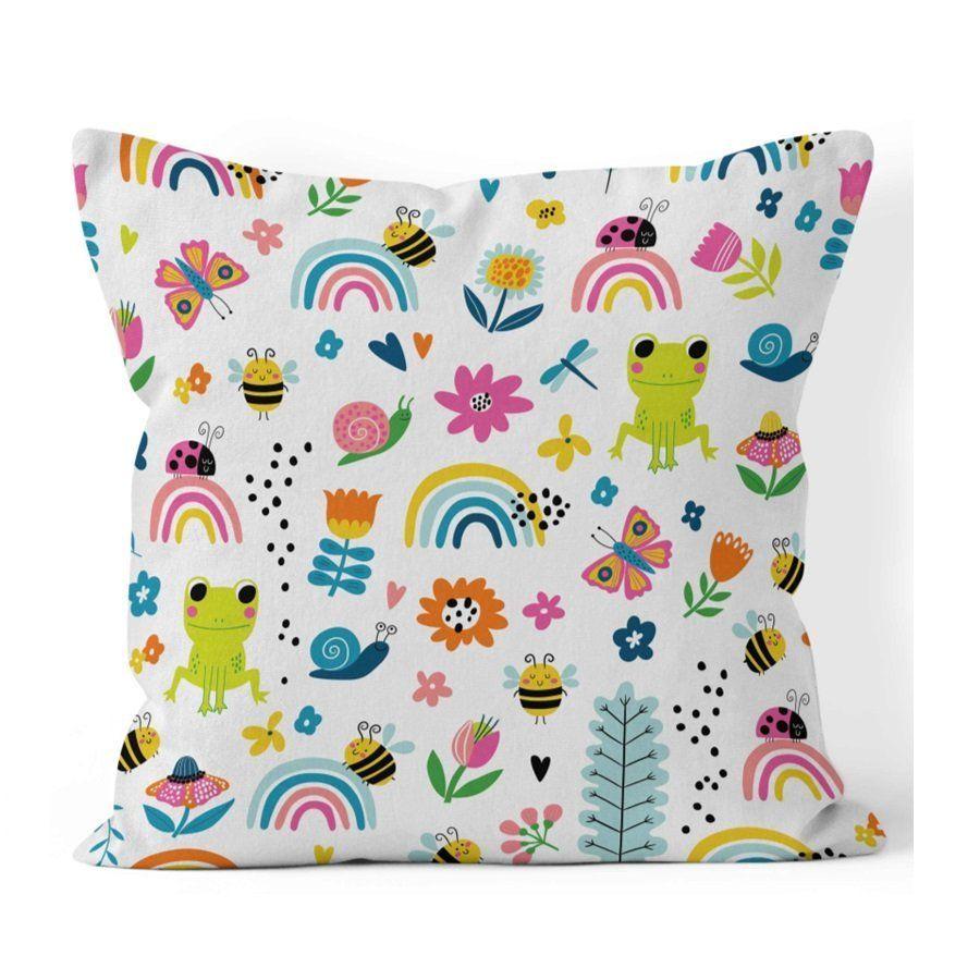 Cojin 45x45 Con Relleno ArcoIris Blanco Lino Poly -0