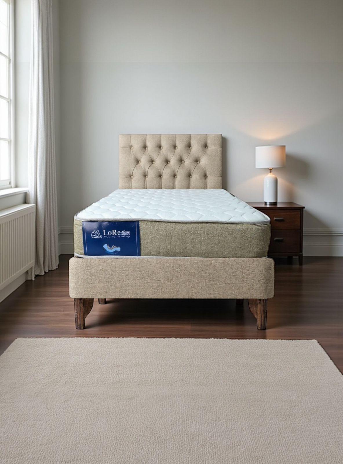 CAMA 1/5PLAZA CAPITONE BEIGE LINO-1