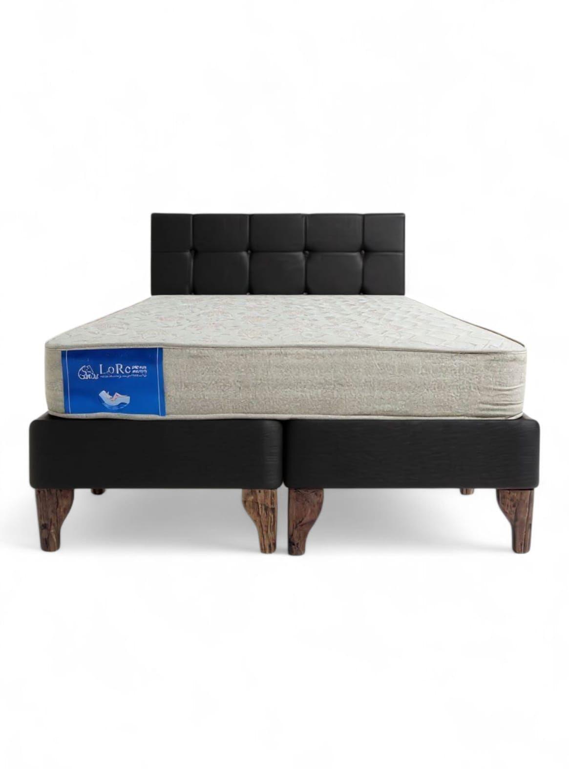 CAMA EUROPEA CUADROS NEGRO LINO 2P-0