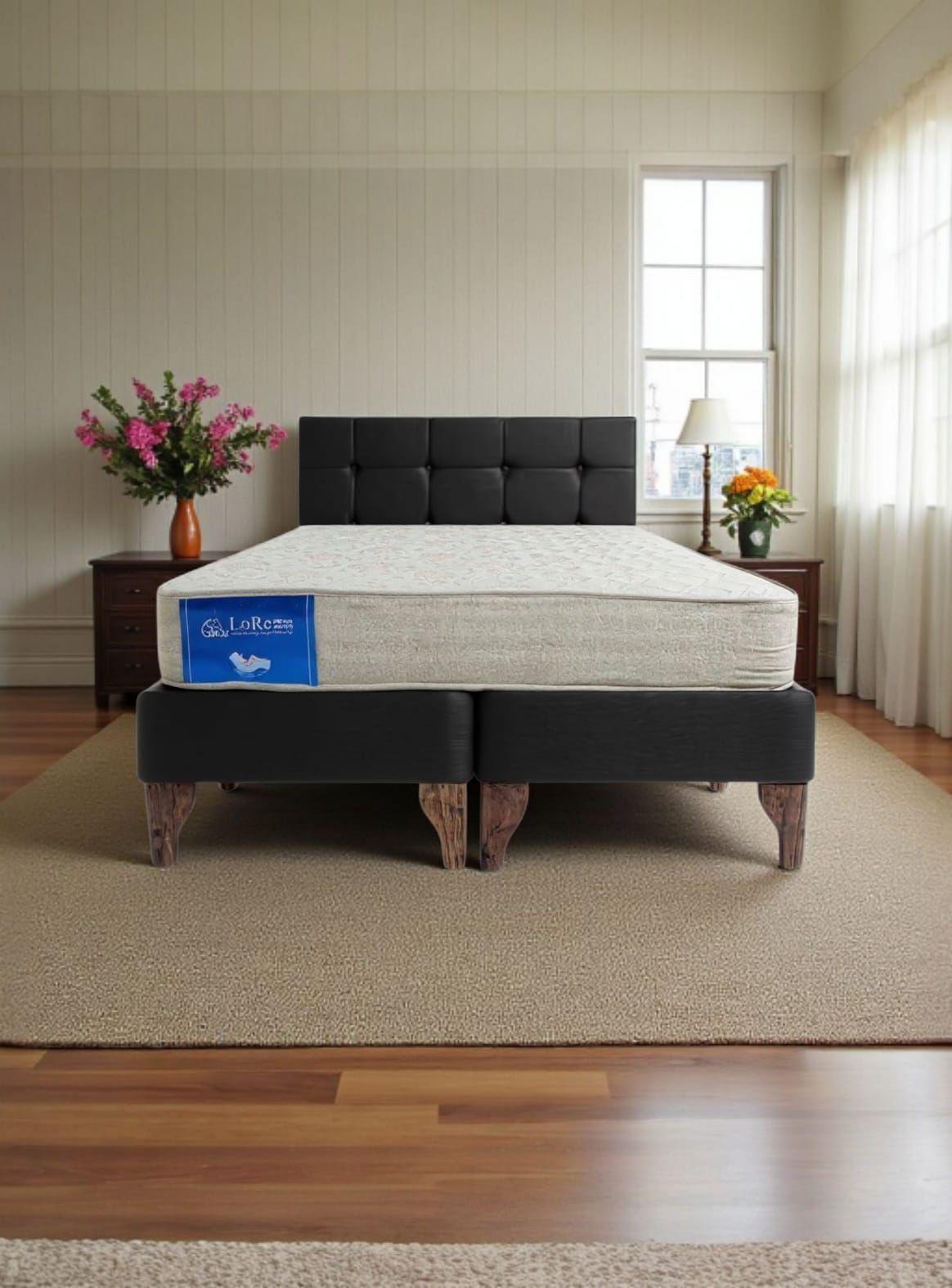 CAMA EUROPEA CUADROS NEGRO LINO 2P-1