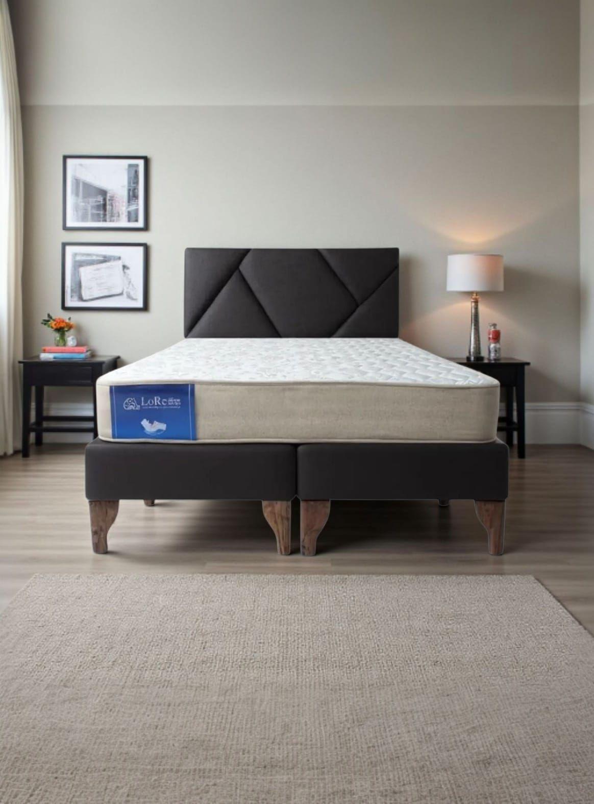 CAMA EUROPEA 2PLAZAS NEGRA FELPA ZENITH-1