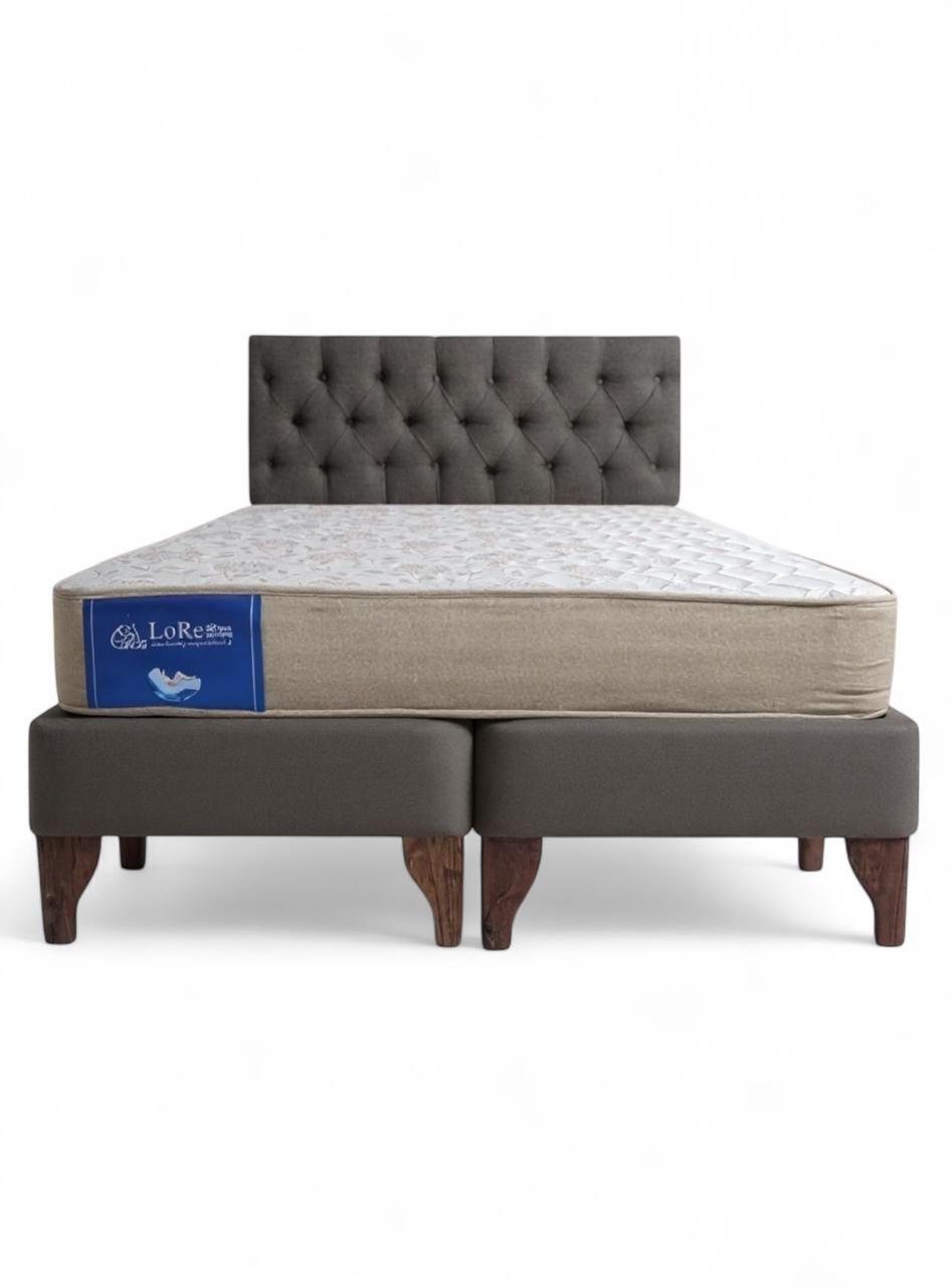 CAMA EUROPEA CAPITONE GRIS FELPA 2P-0