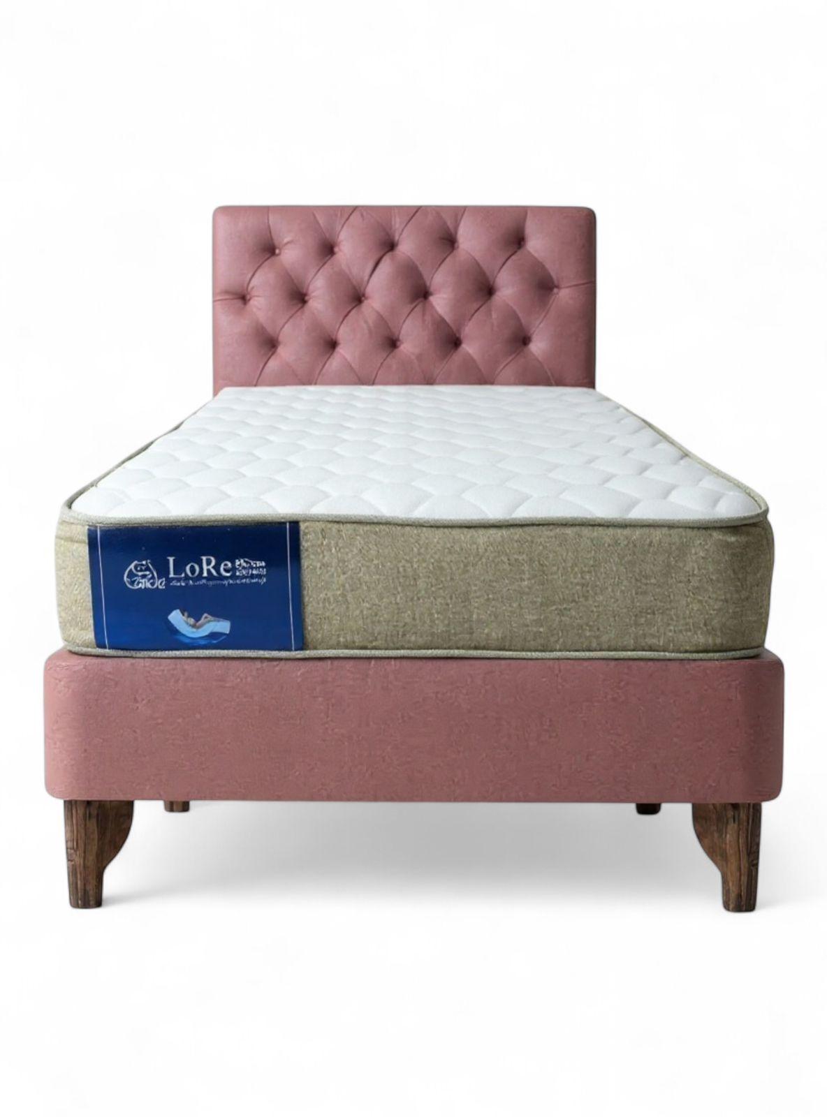 CAMA 1/5PLAZAS CAPITONE ROSA PALO FELPA-0