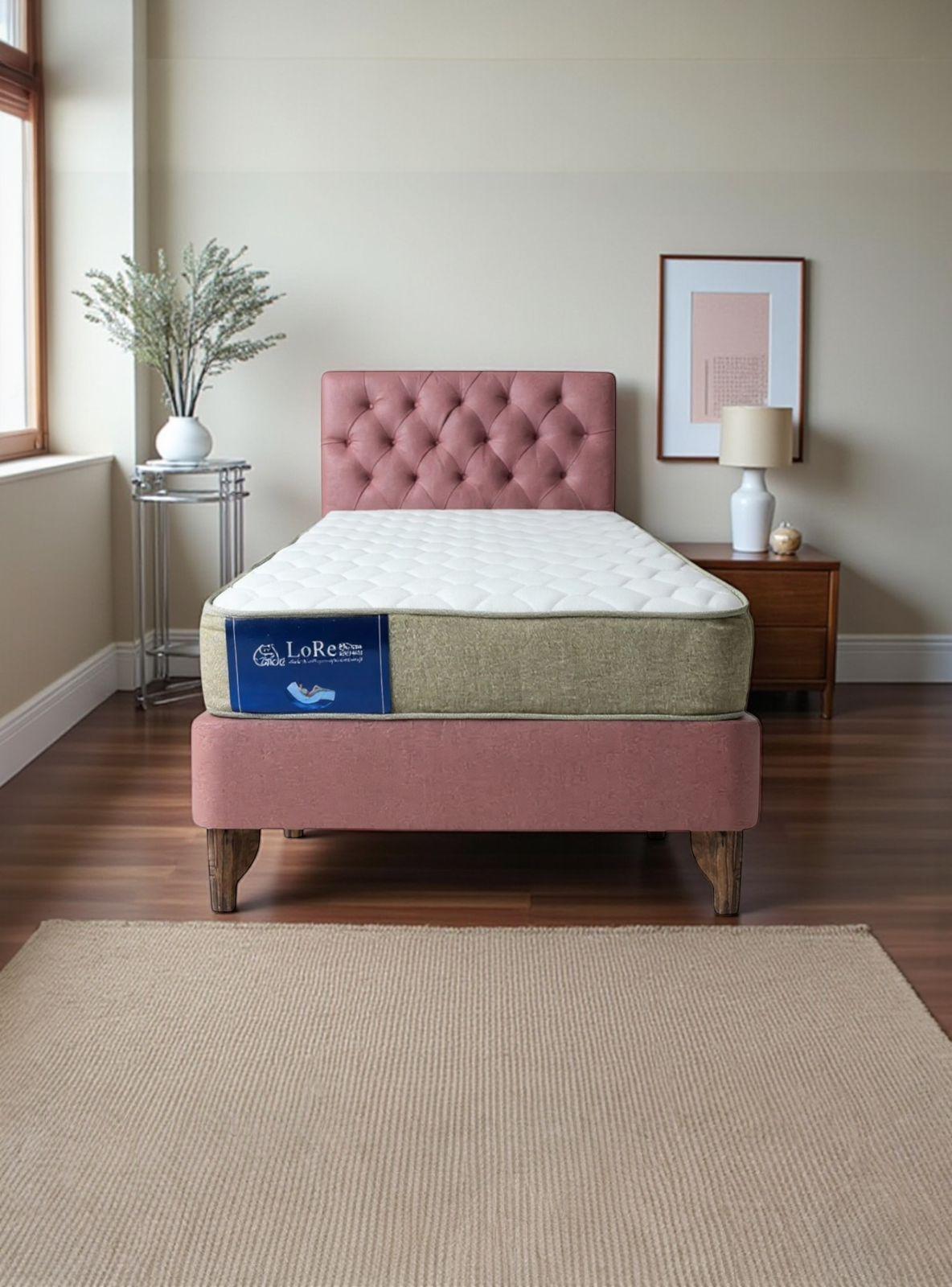 CAMA 1/5PLAZAS CAPITONE ROSA PALO FELPA-1