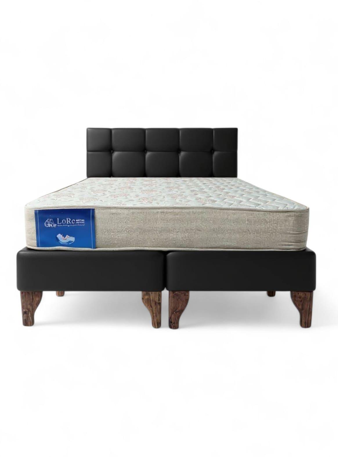 CAMA EUROPEA CUADROS NEGRO FELPA 2P-0