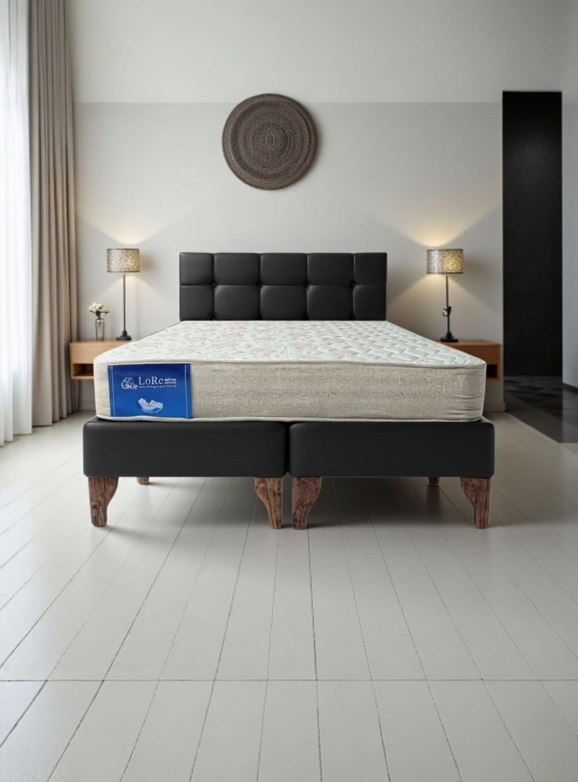 CAMA EUROPEA CUADROS NEGRO FELPA 2P-1