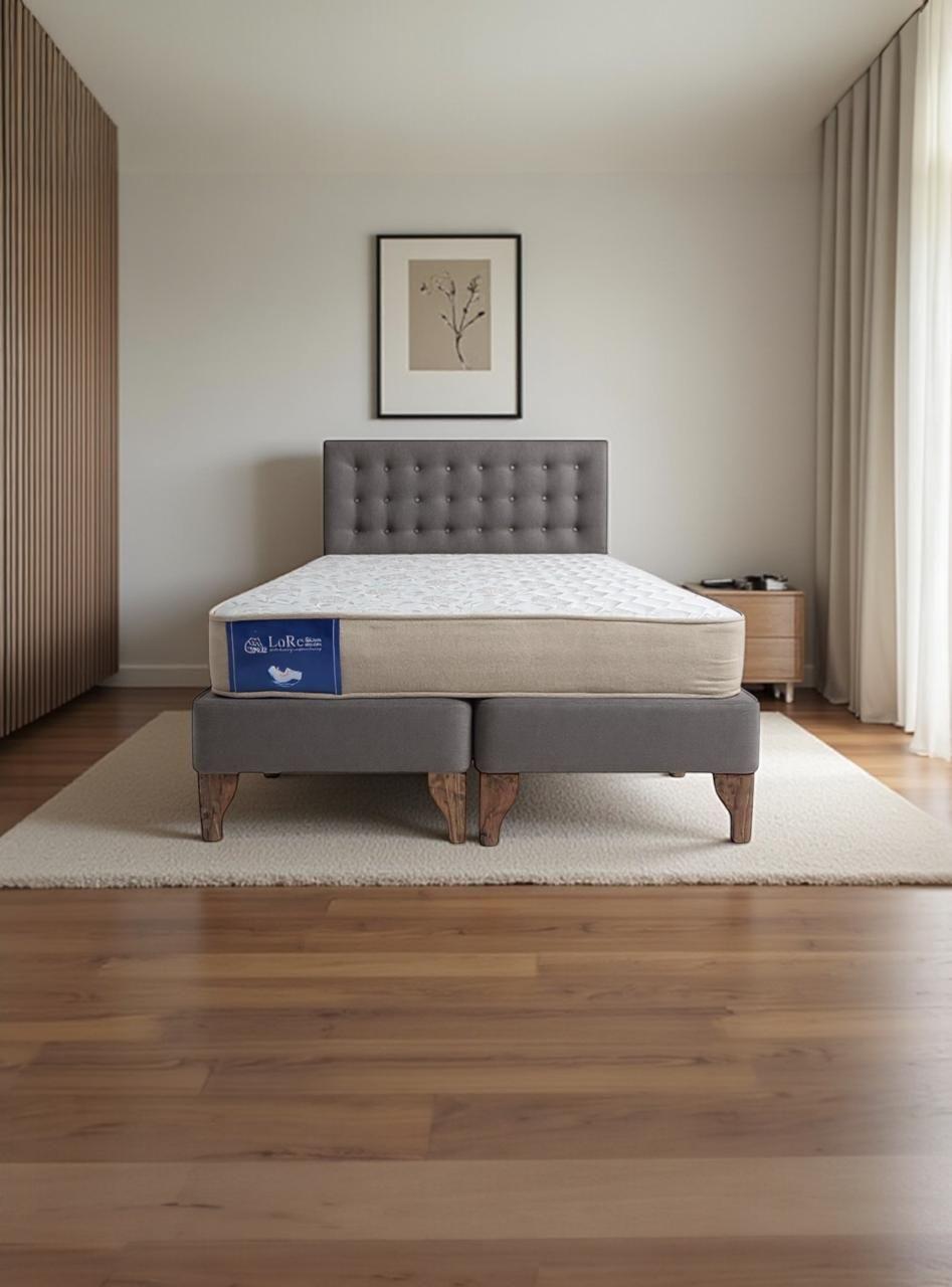 CAMA EUROPEA BOTONES GRIS FELPA 2P-1